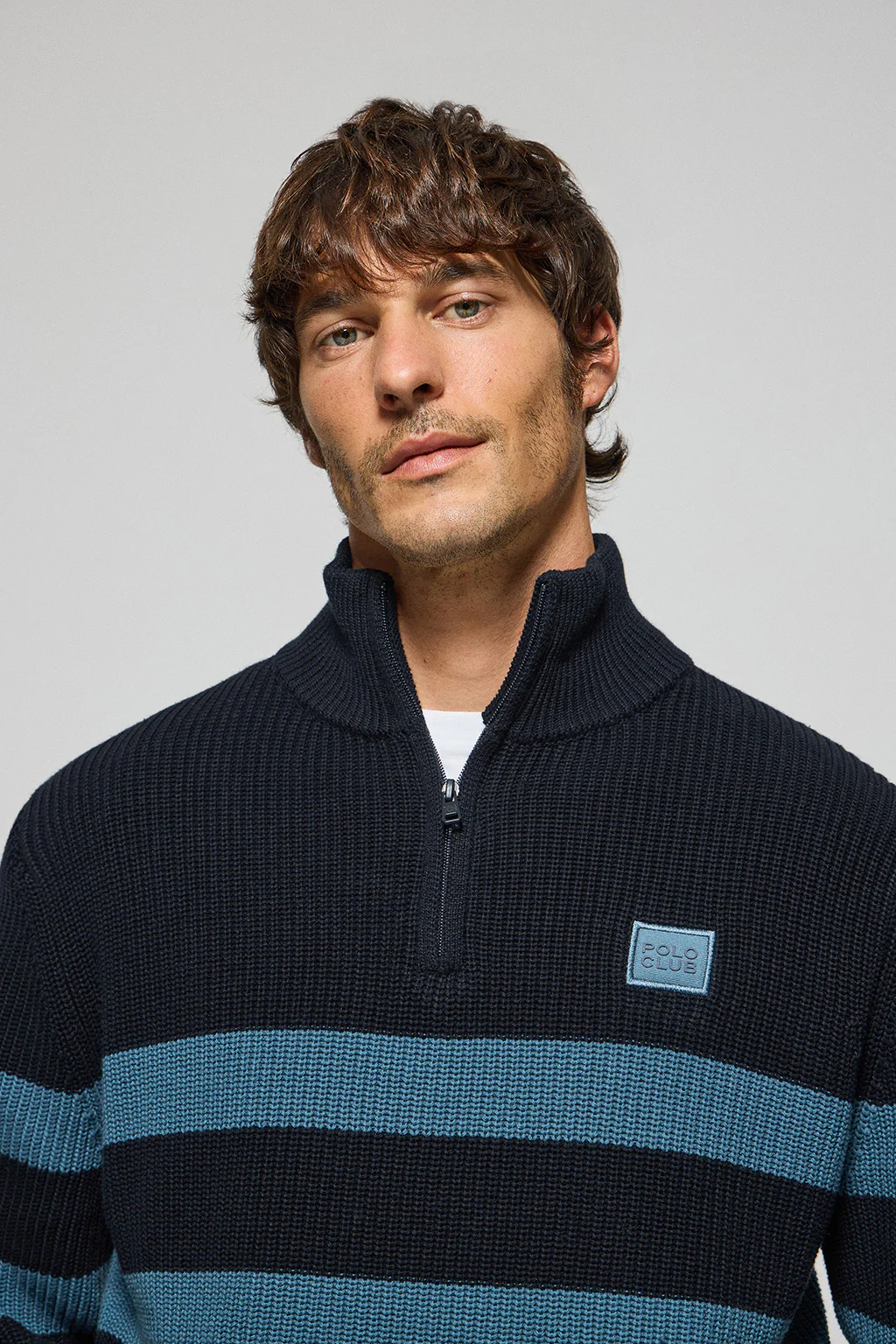 Blue and denim-blue striped jumper Julen with Polo Club logo - Image 3