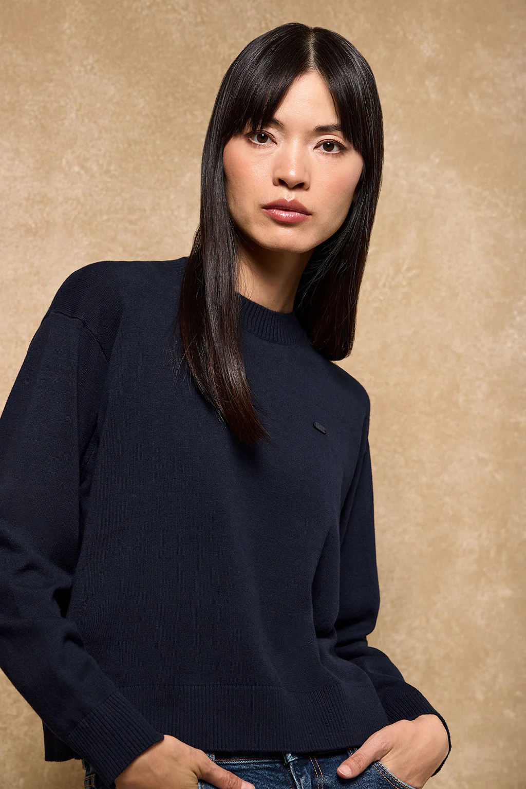 Navy-blue knit jumper Kacey with Polo Club pearly button - Image 5