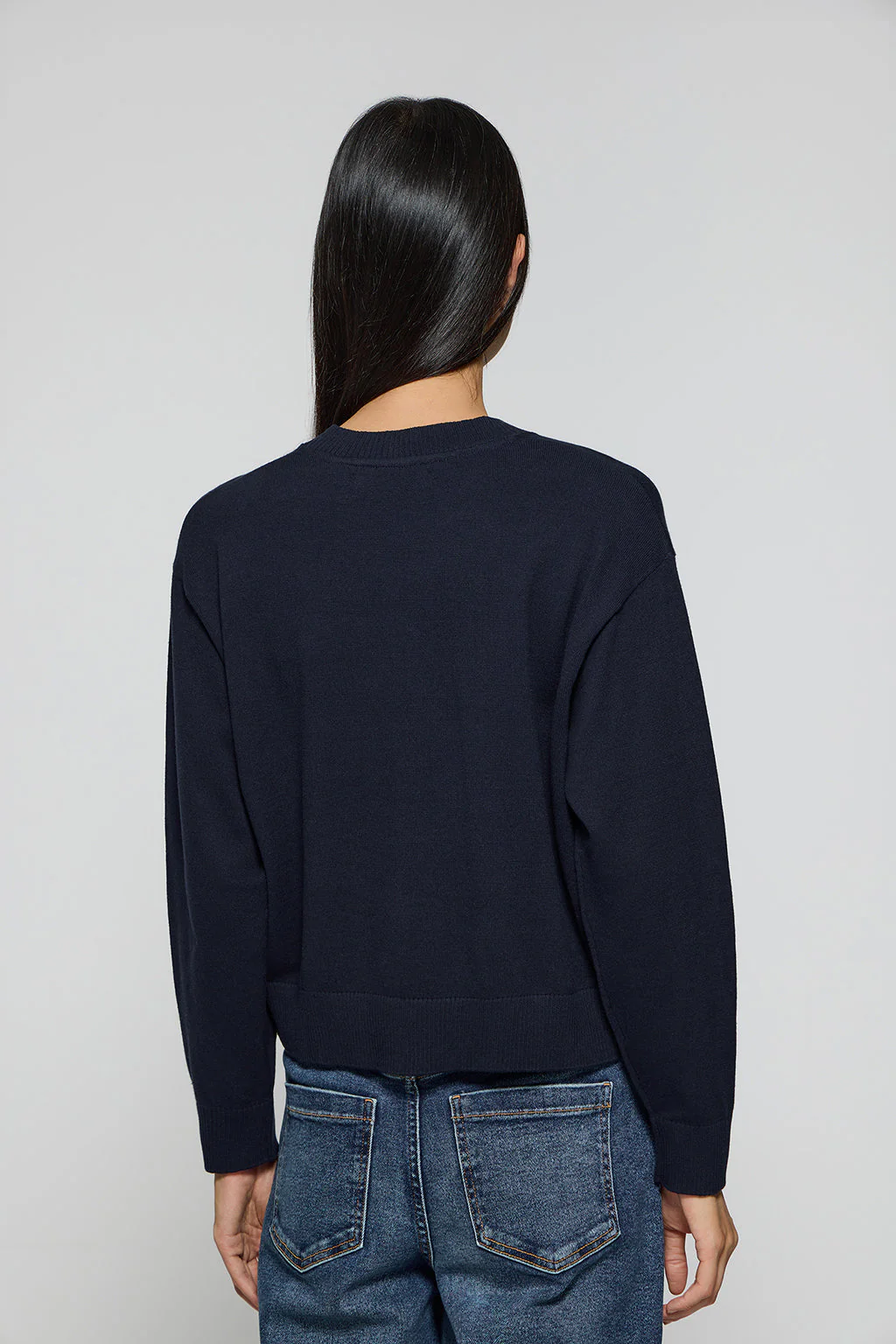 Navy-blue knit jumper Kacey with Polo Club pearly button - Image 6