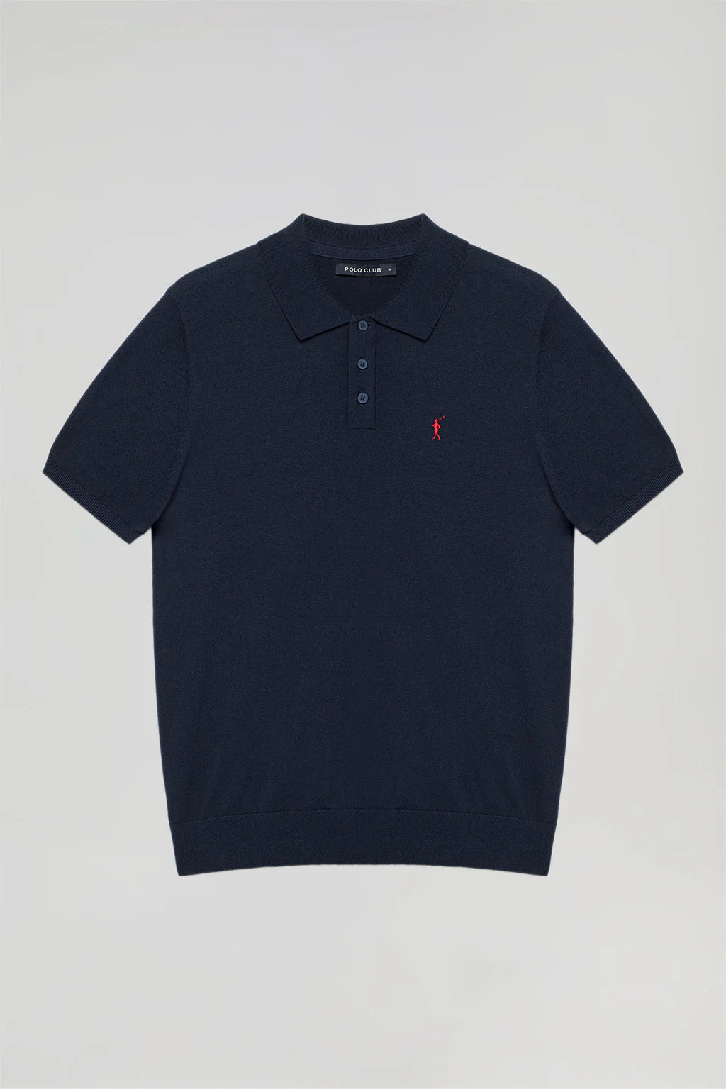 Navy-blue knit polo shirt with Rigby Go embroidery - Image 6