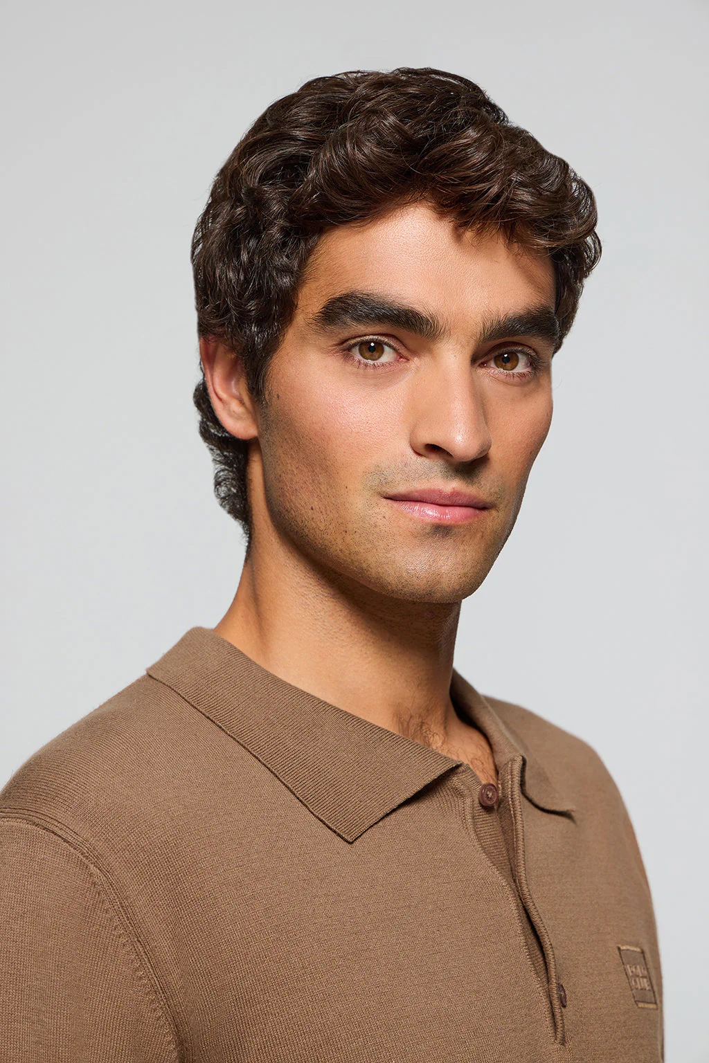 Brown polo-collar knit jumper Kaleo with Polo Club details - Image 3