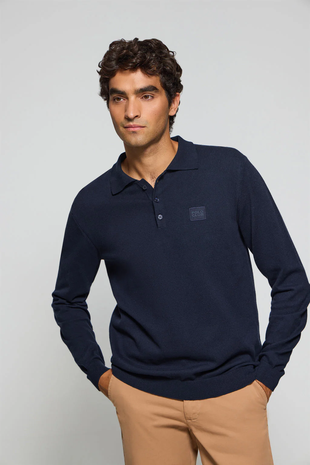 Navy-blue polo-collar knit jumper Kaleo with Polo Club details - Image 2