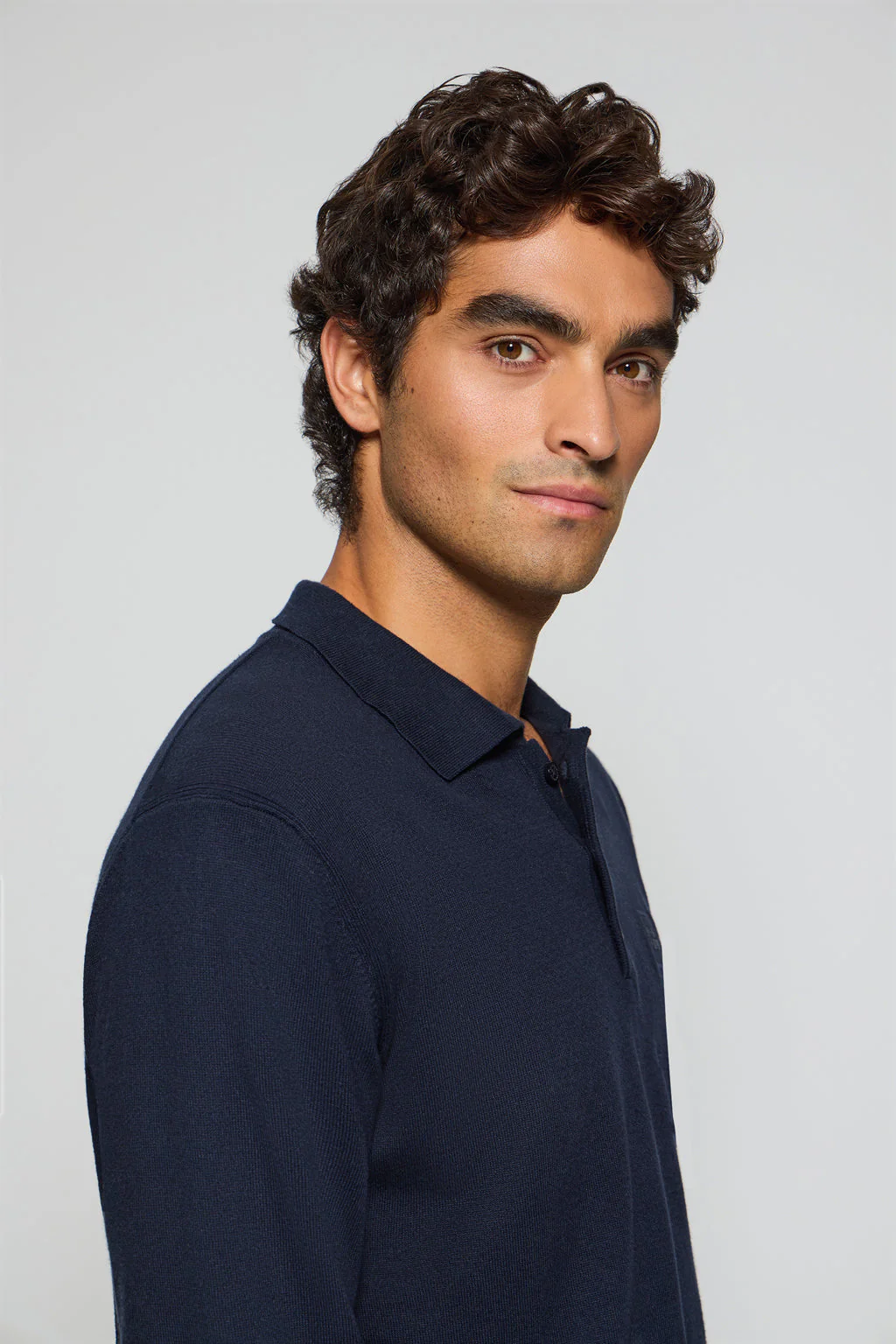 Navy-blue polo-collar knit jumper Kaleo with Polo Club details - Image 3