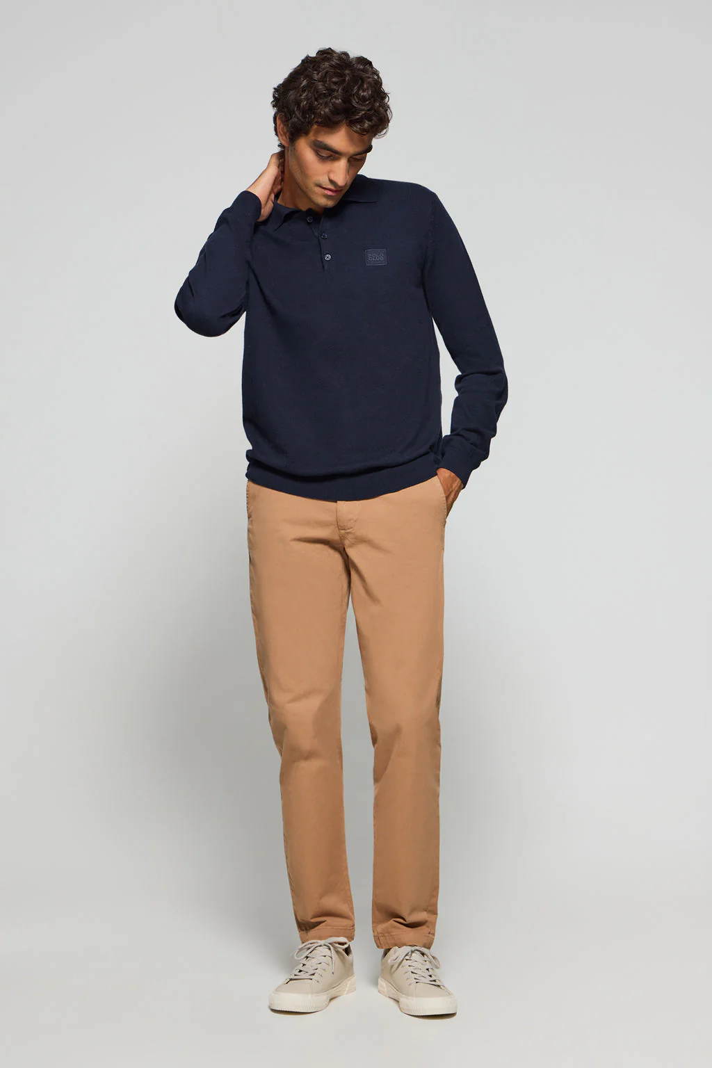 Navy-blue polo-collar knit jumper Kaleo with Polo Club details - Image 4