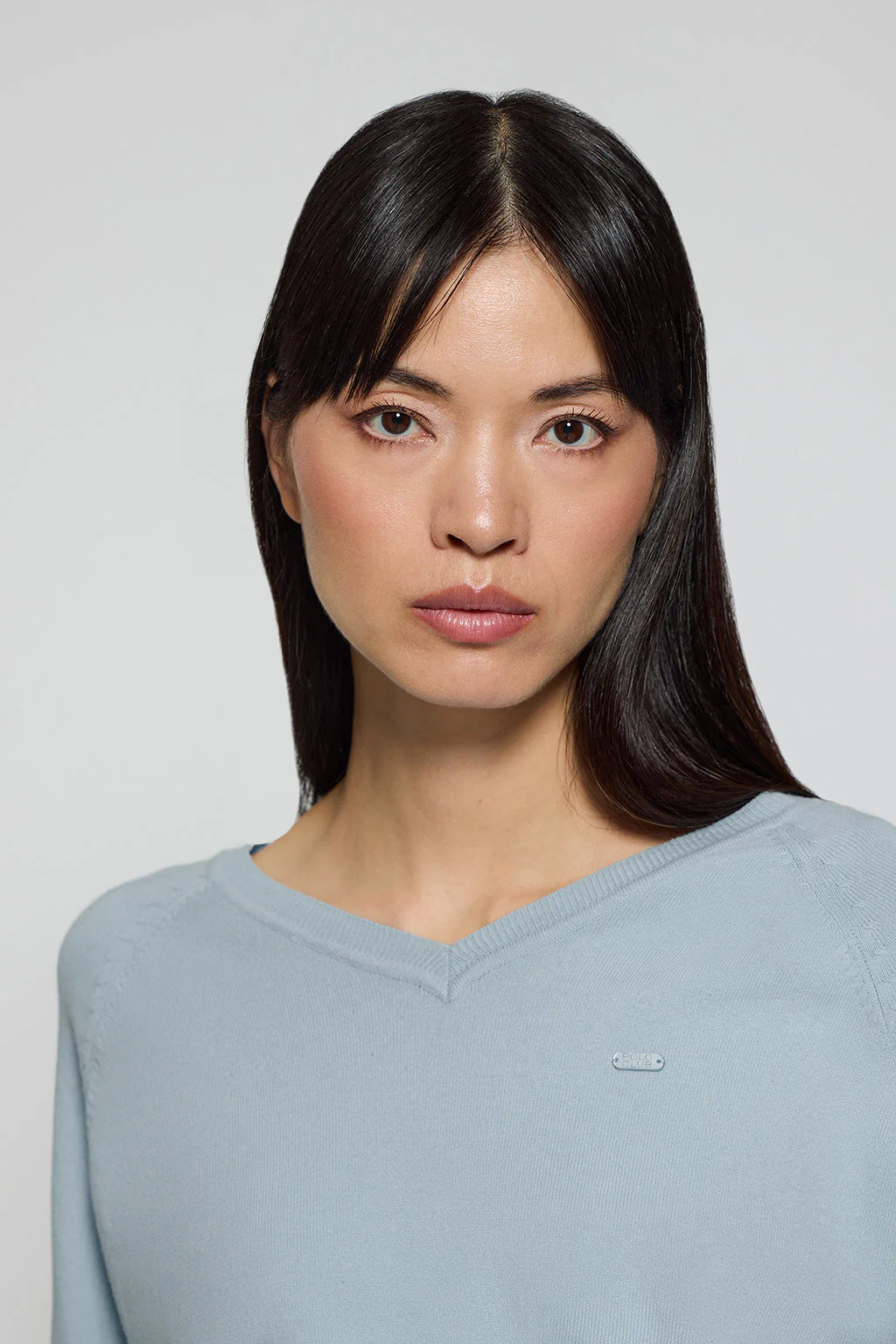 Sky-blue knit jumper Katniss with Polo Club pearly button - Image 3