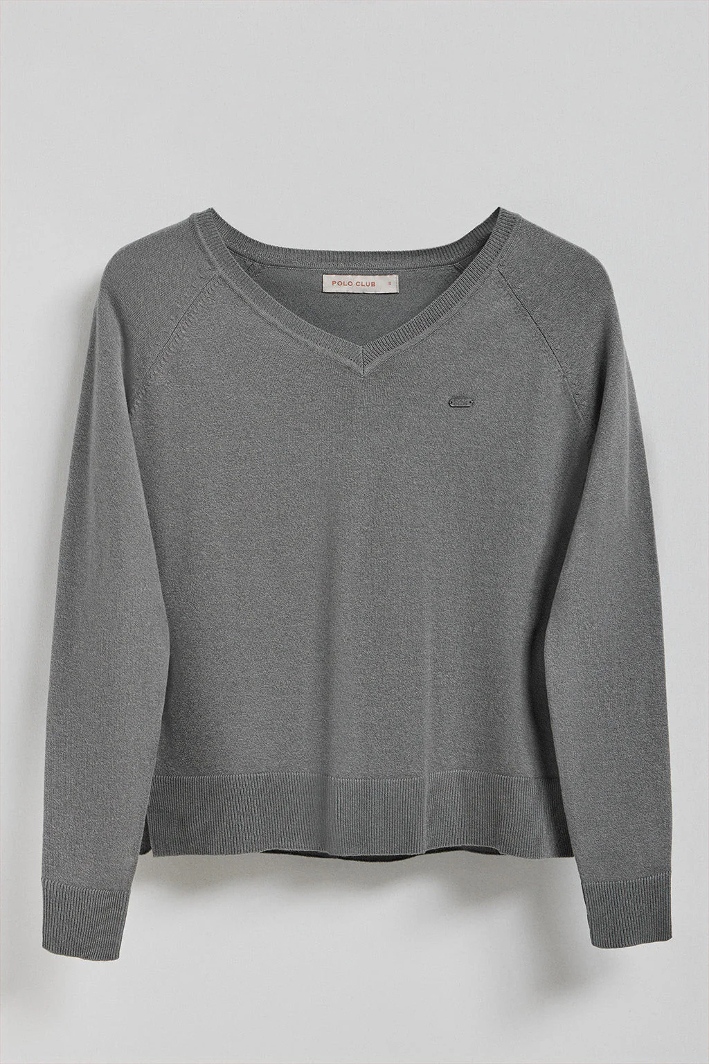 Grey-marl knit jumper Katniss with Polo Club pearly button - Image 10