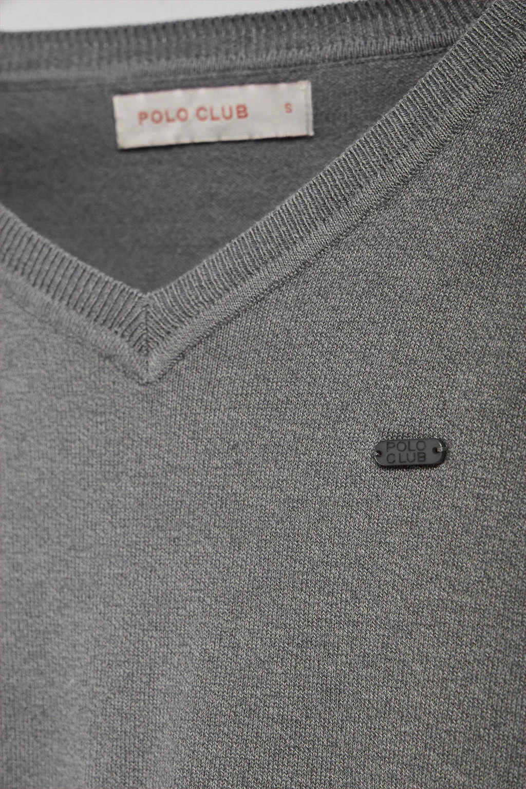 Grey-marl knit jumper Katniss with Polo Club pearly button - Image 11