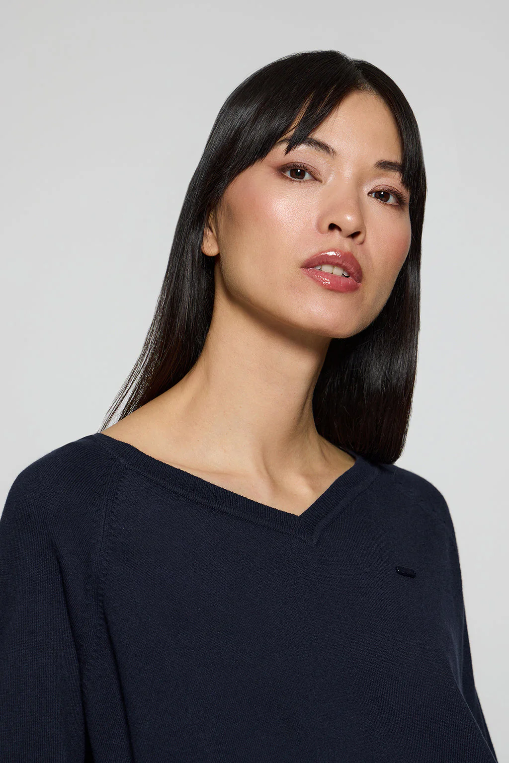 Navy-blue knit jumper Katniss with Polo Club pearly button - Image 3