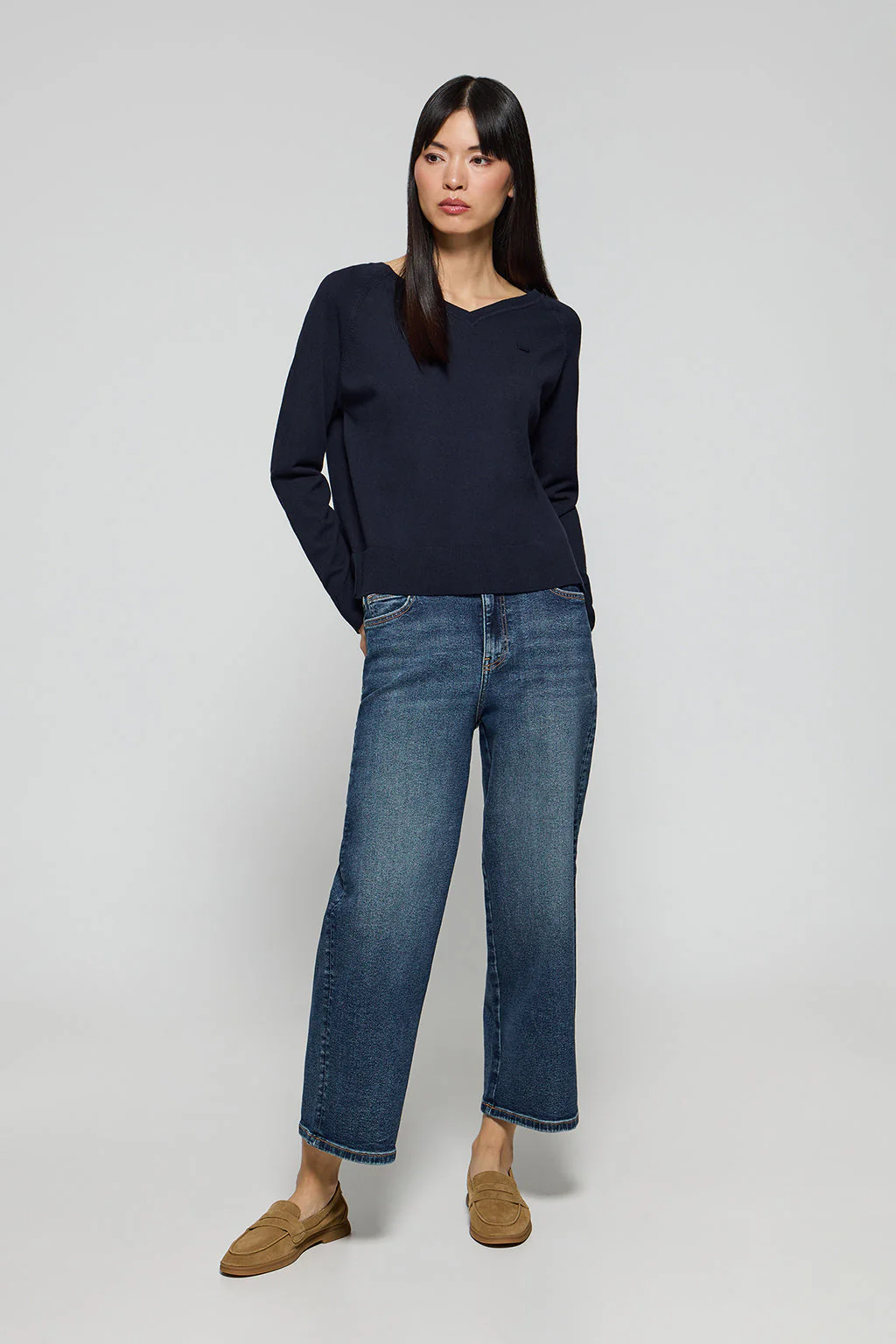 Navy-blue knit jumper Katniss with Polo Club pearly button - Image 4