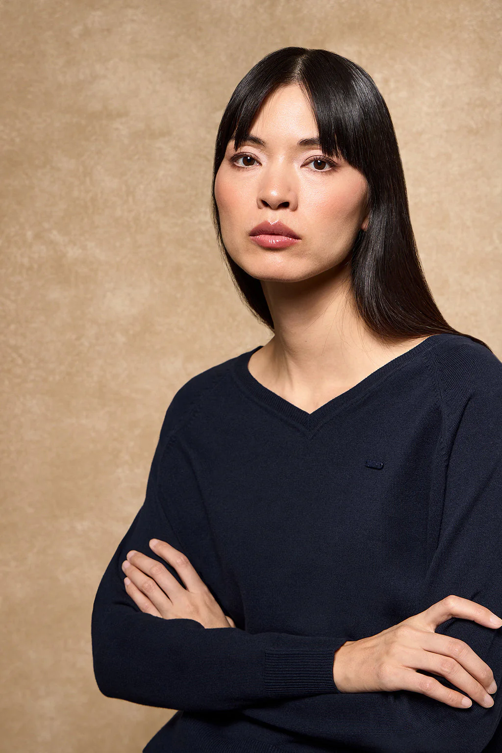 Navy-blue knit jumper Katniss with Polo Club pearly button - Image 5