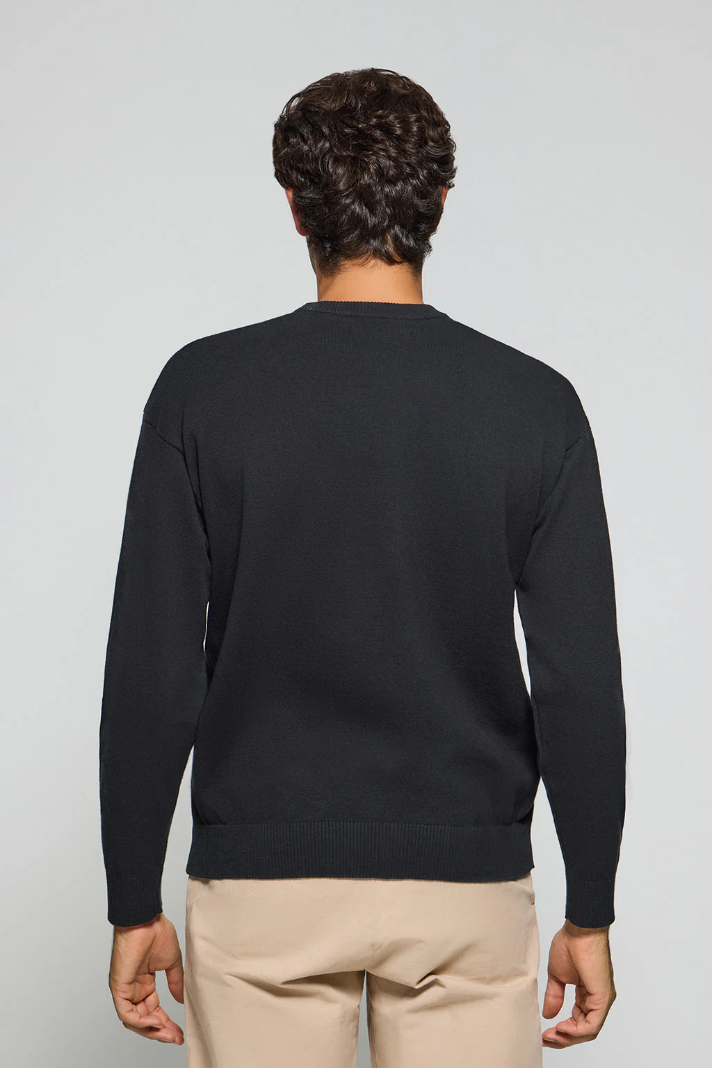 Black round-neck knit jumper Keith with Polo Club details - Image 7