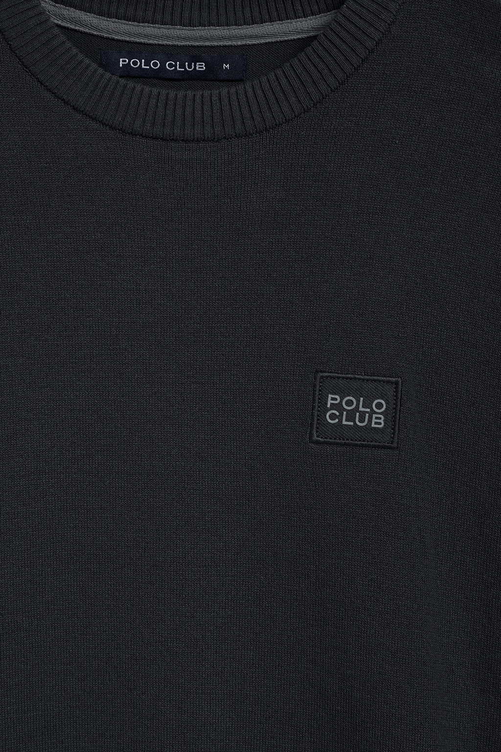 Black round-neck knit jumper Keith with Polo Club details - Image 9
