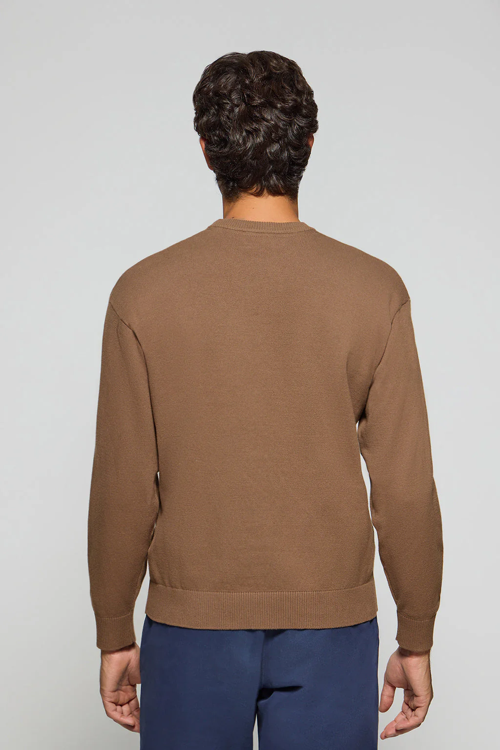 Brown round-neck knit jumper Keith with Polo Club details - Image 7