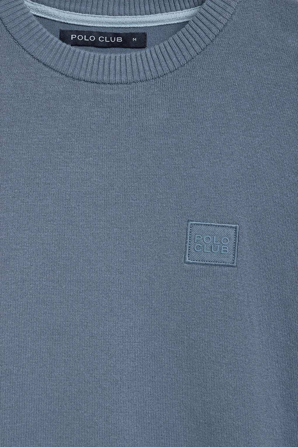 Denim-blue round-neck knit jumper Keith with Polo Club details - Image 6