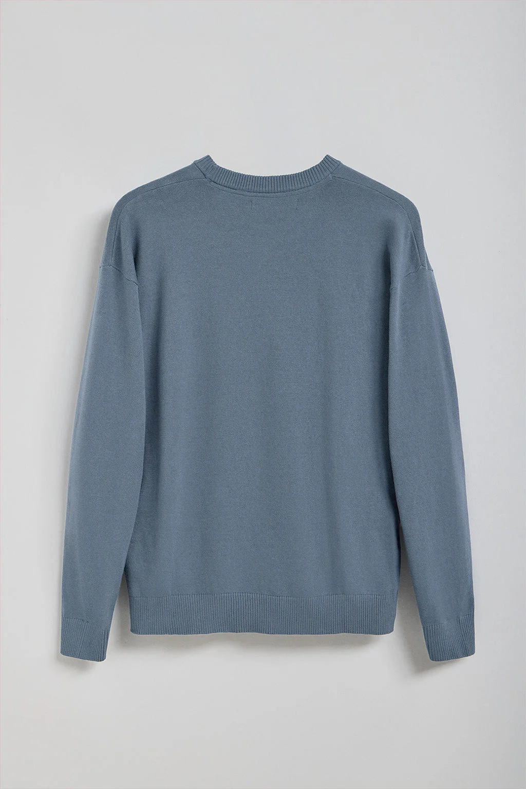 Denim-blue round-neck knit jumper Keith with Polo Club details - Image 7