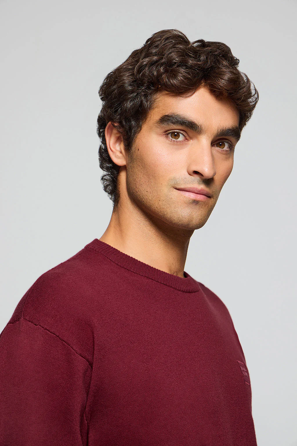 Maroon round-neck knit jumper Keith with Polo Club details - Image 4