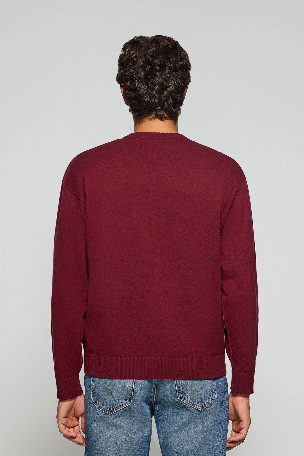 Maroon round-neck knit jumper Keith with Polo Club details - Image 7