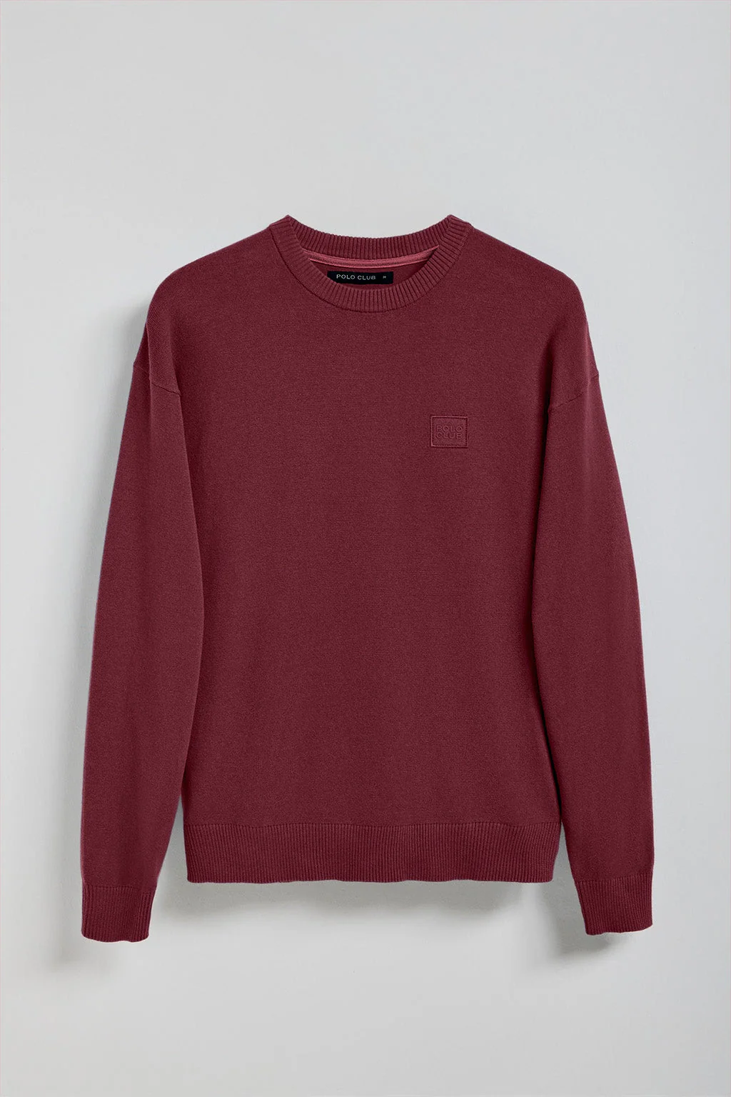 Maroon round-neck knit jumper Keith with Polo Club details - Image 8