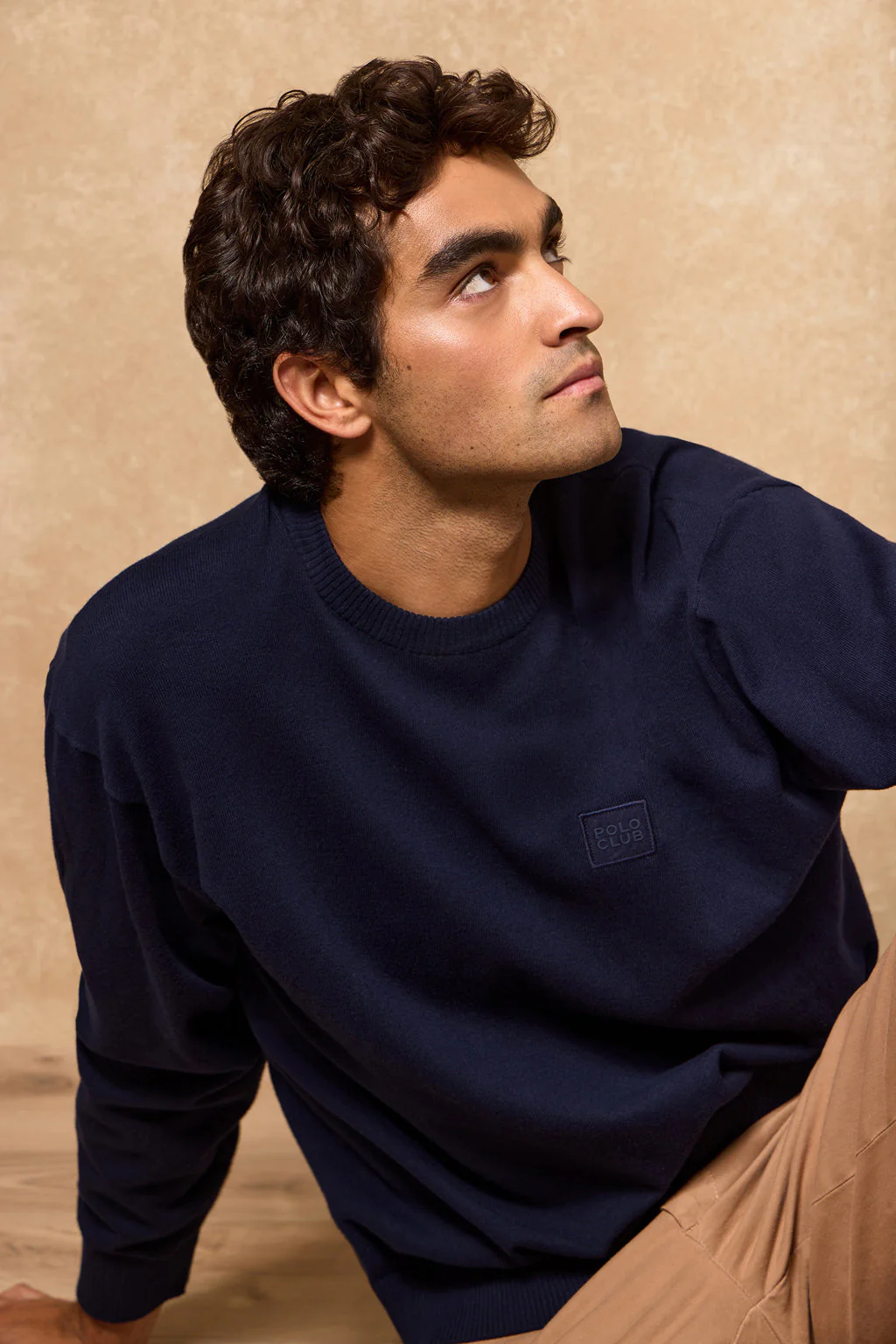 Navy-blue round-neck knit jumper Keith with Polo Club details - Image 6