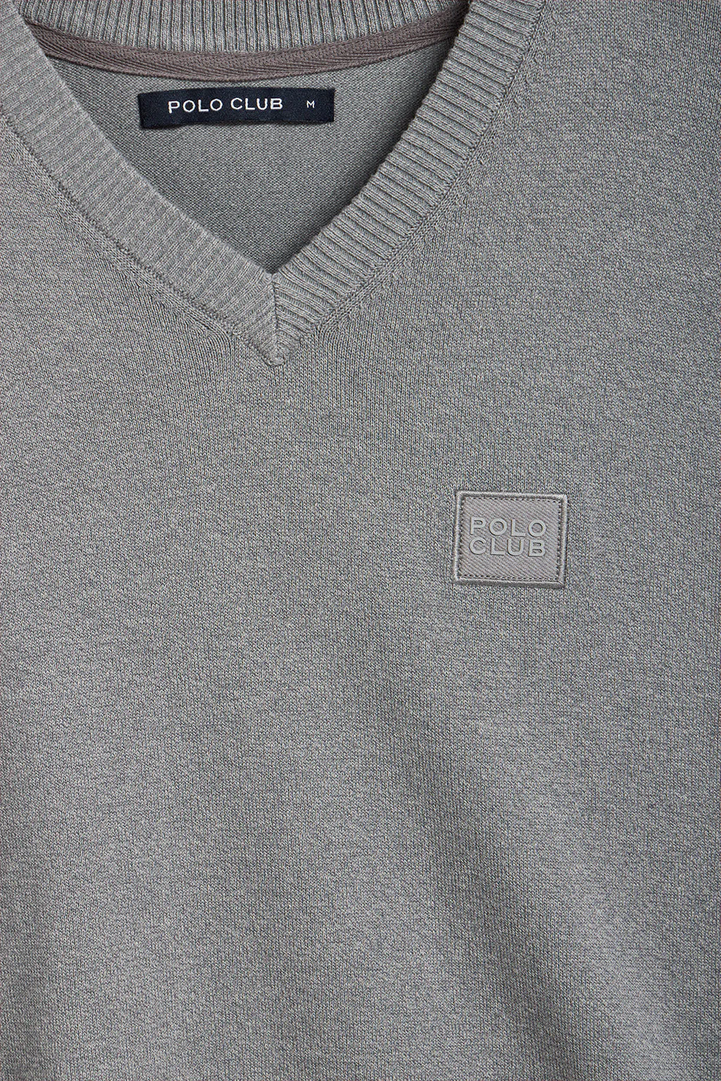 Grey-marl V-neck knit jumper Kendrik with Polo Club details - Image 8
