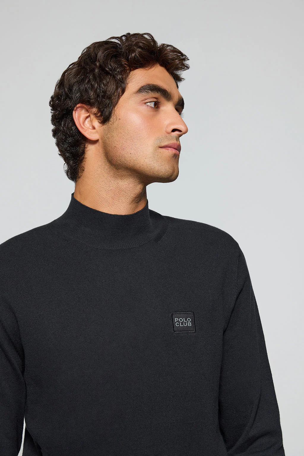 Black mock-neck knit jumper Khan with Polo Club details - Image 4