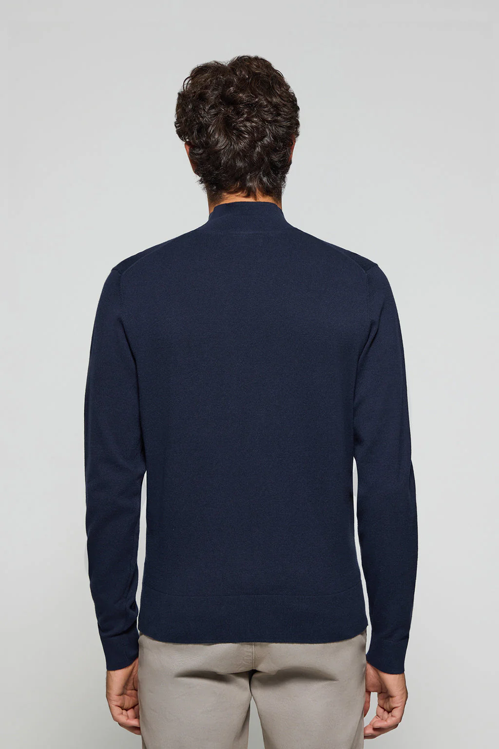 Navy-blue mock-neck knit jumper Khan with Polo Club details - Image 7