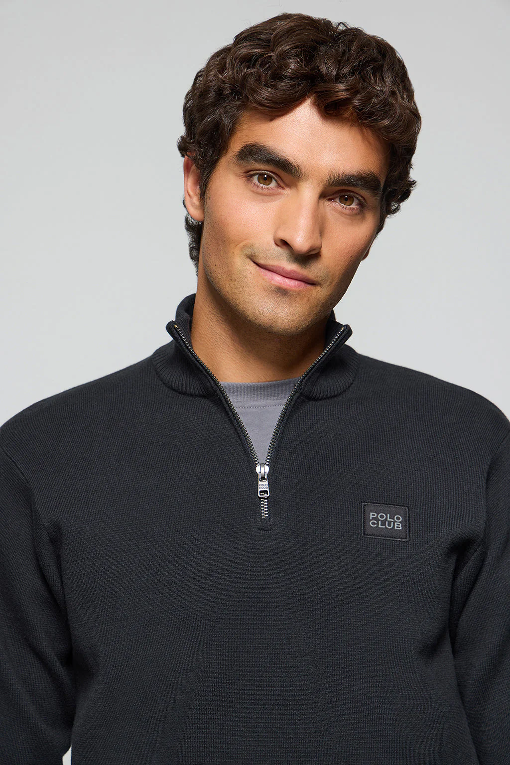 Black zip knit jumper Koda with Polo Club details - Image 3