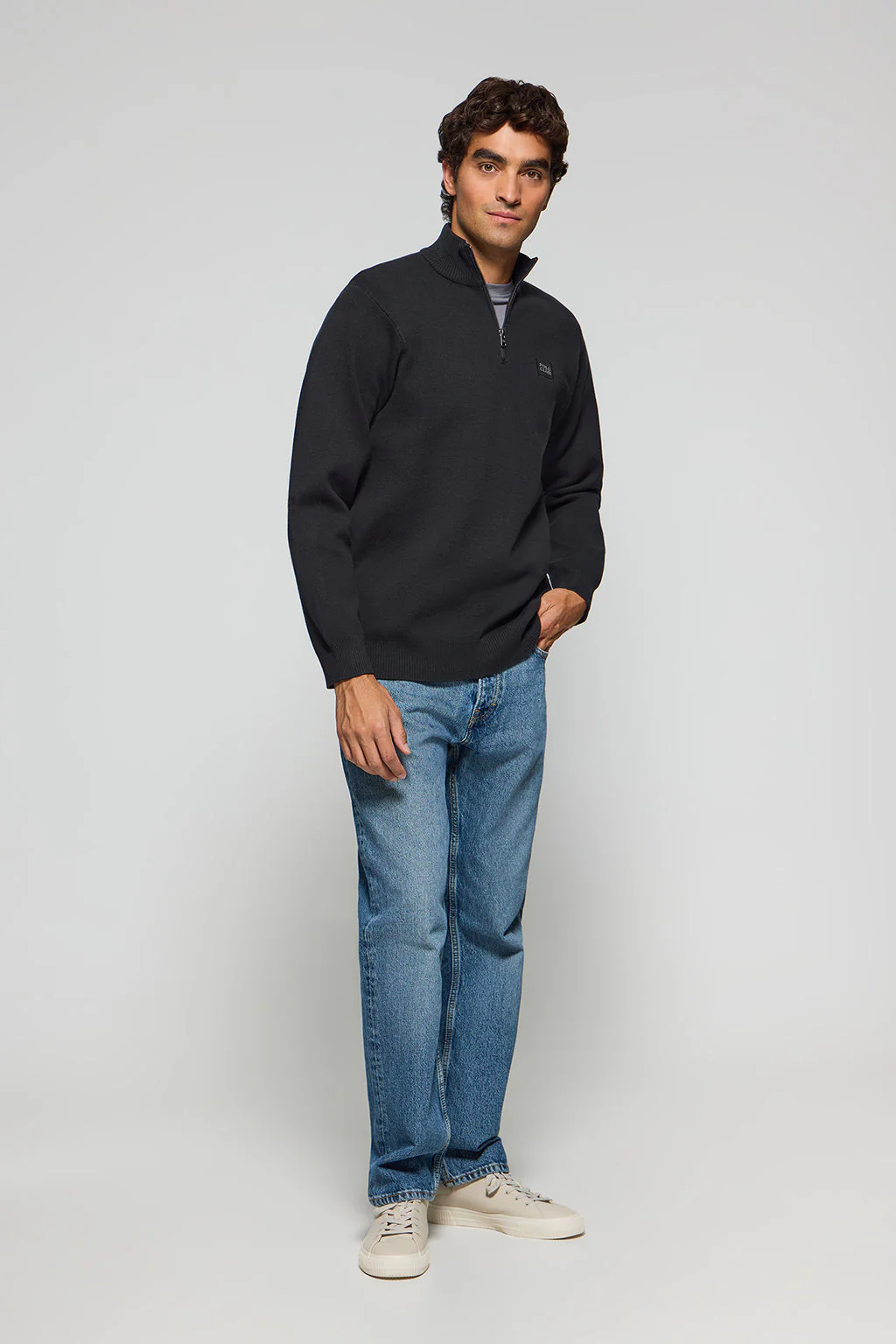 Black zip knit jumper Koda with Polo Club details - Image 4