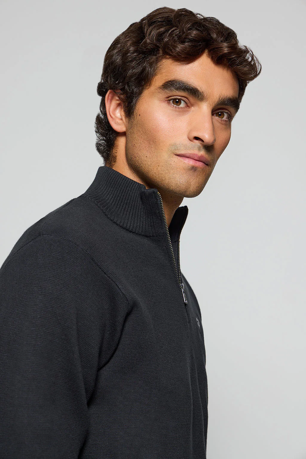 Black zip knit jumper Koda with Polo Club details - Image 5
