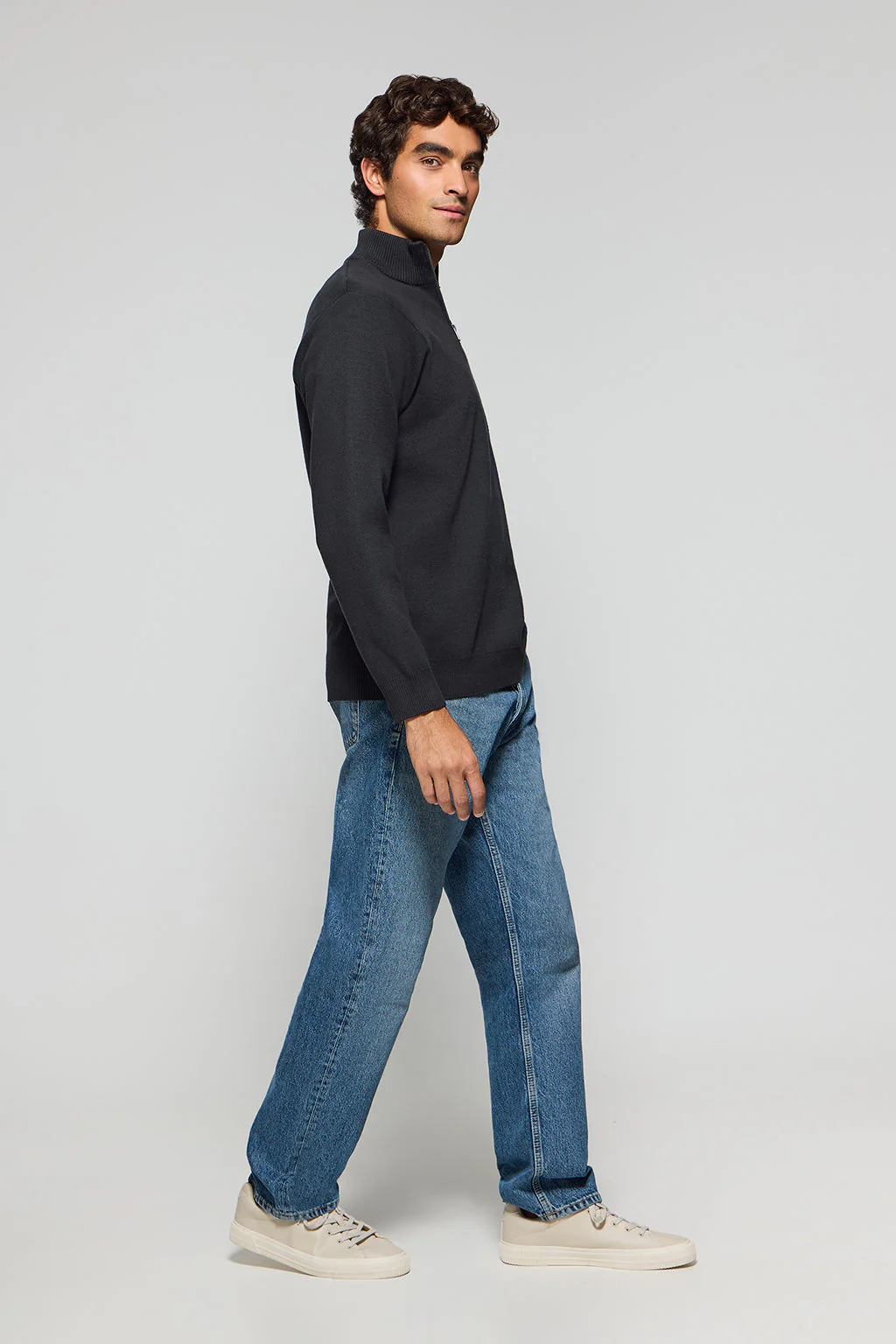 Black zip knit jumper Koda with Polo Club details - Image 6