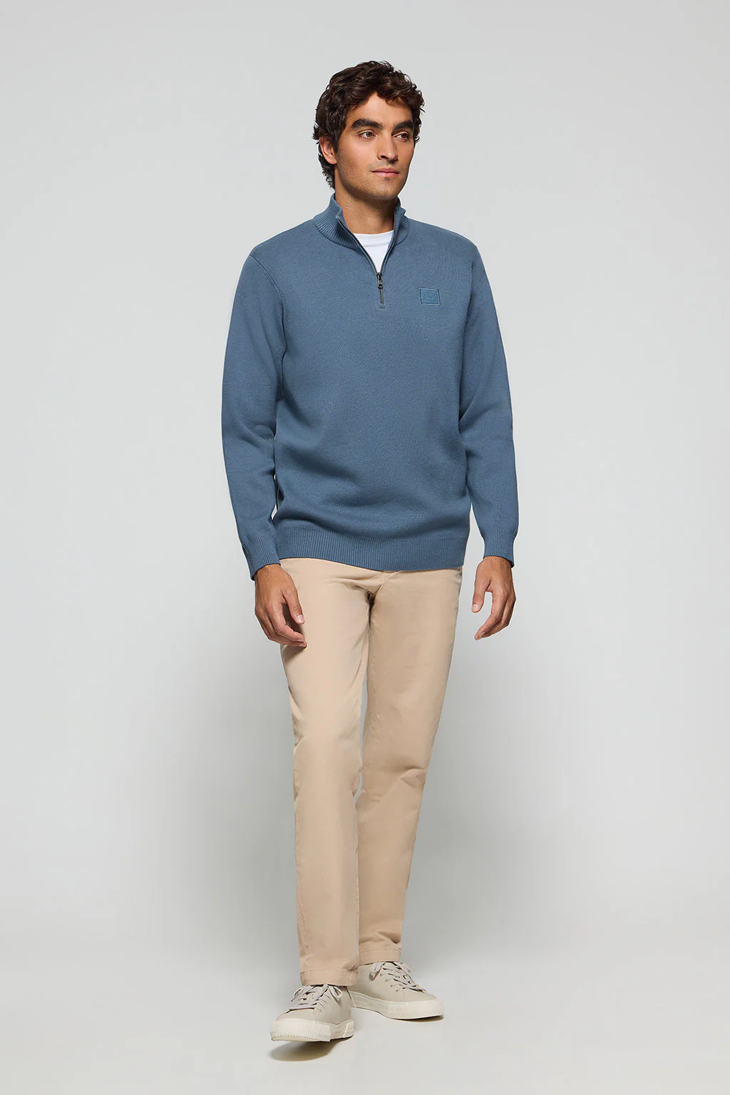 Denim-blue zip knit jumper Koda with Polo Club details - Image 5
