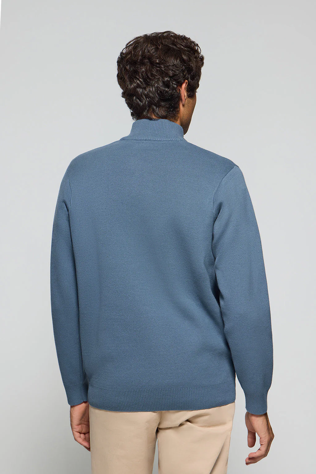 Denim-blue zip knit jumper Koda with Polo Club details - Image 8