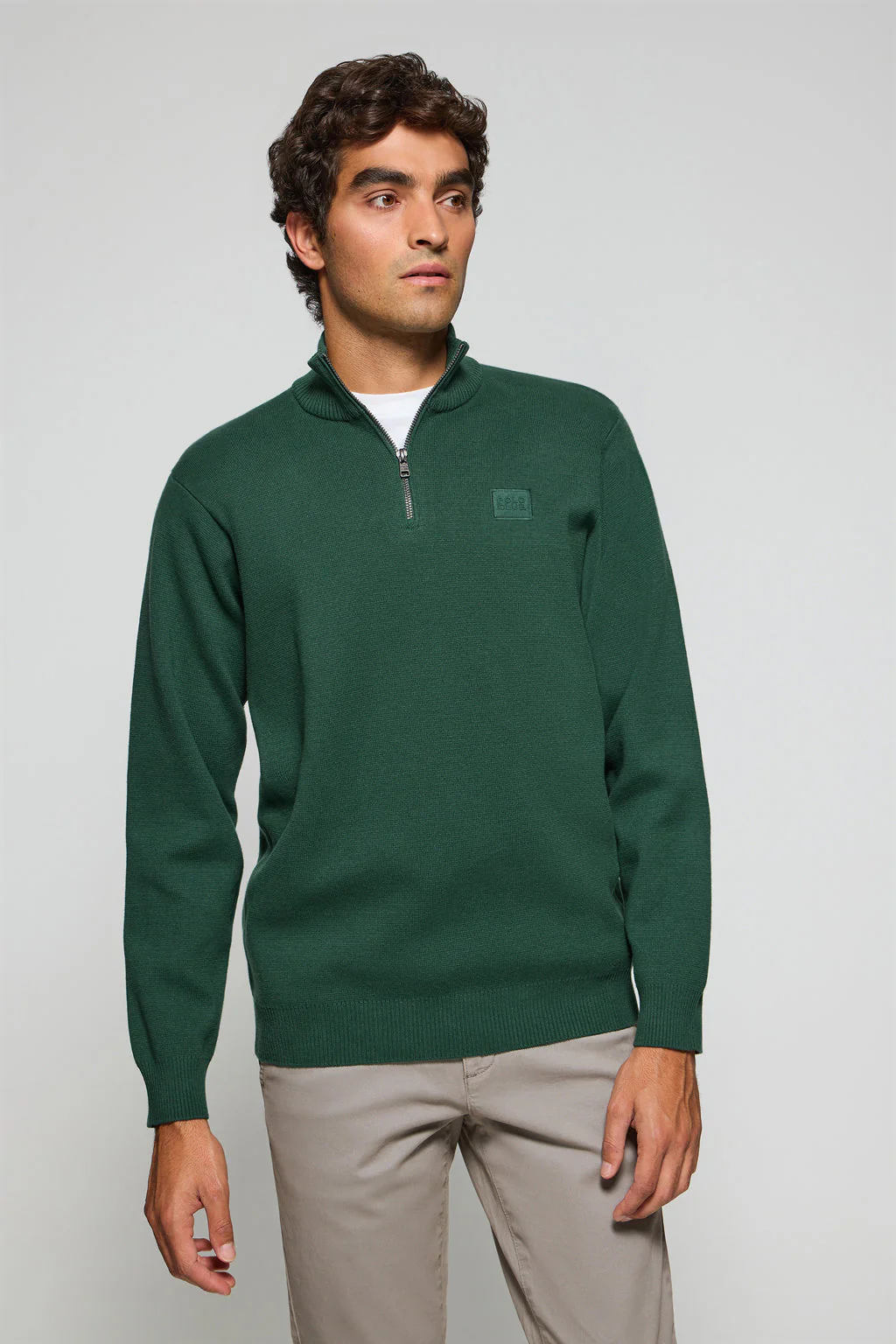 Green zip knit jumper Koda with Polo Club details - Image 2