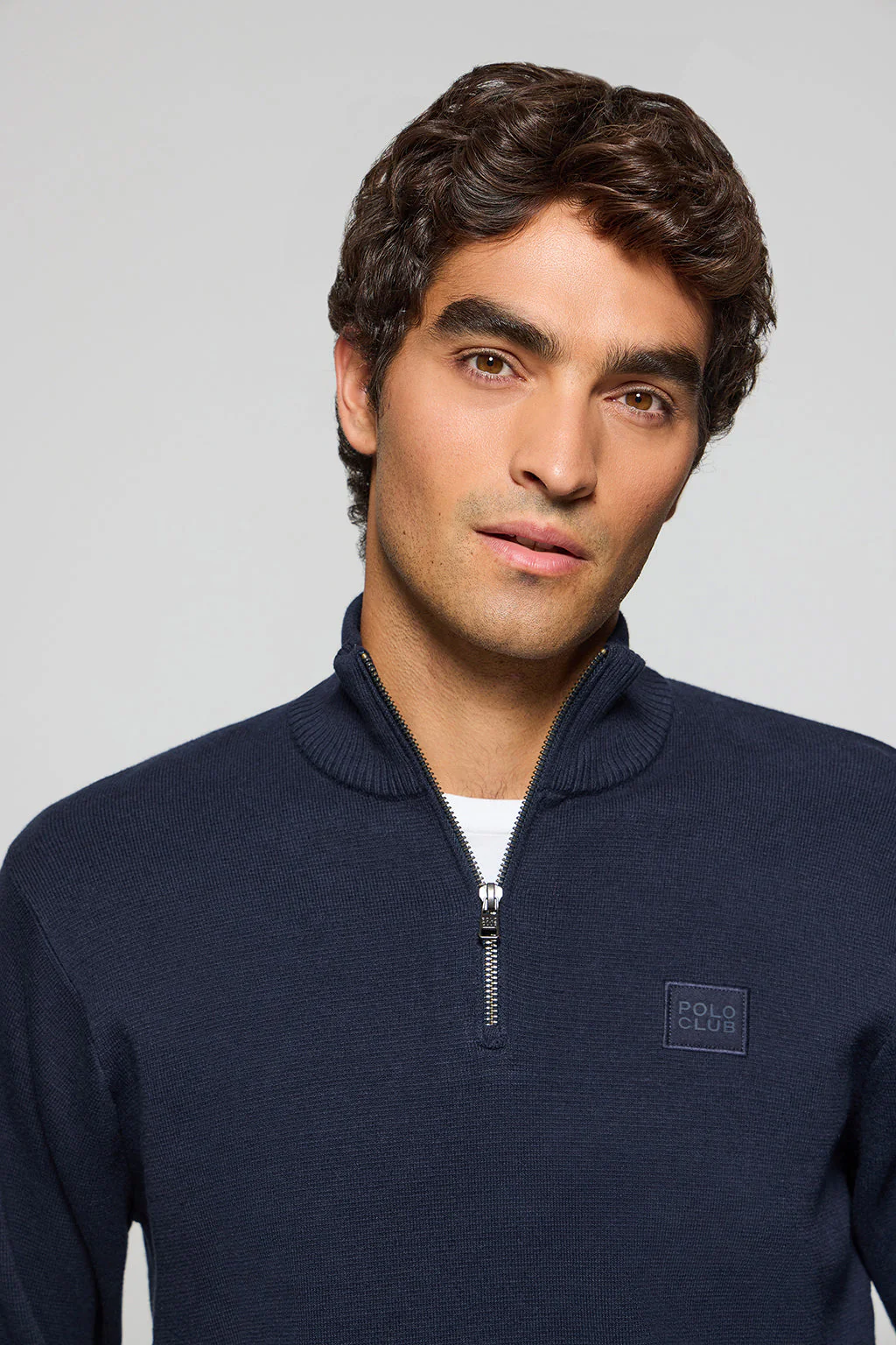 Navy-blue zip knit jumper Koda with Polo Club details - Image 3