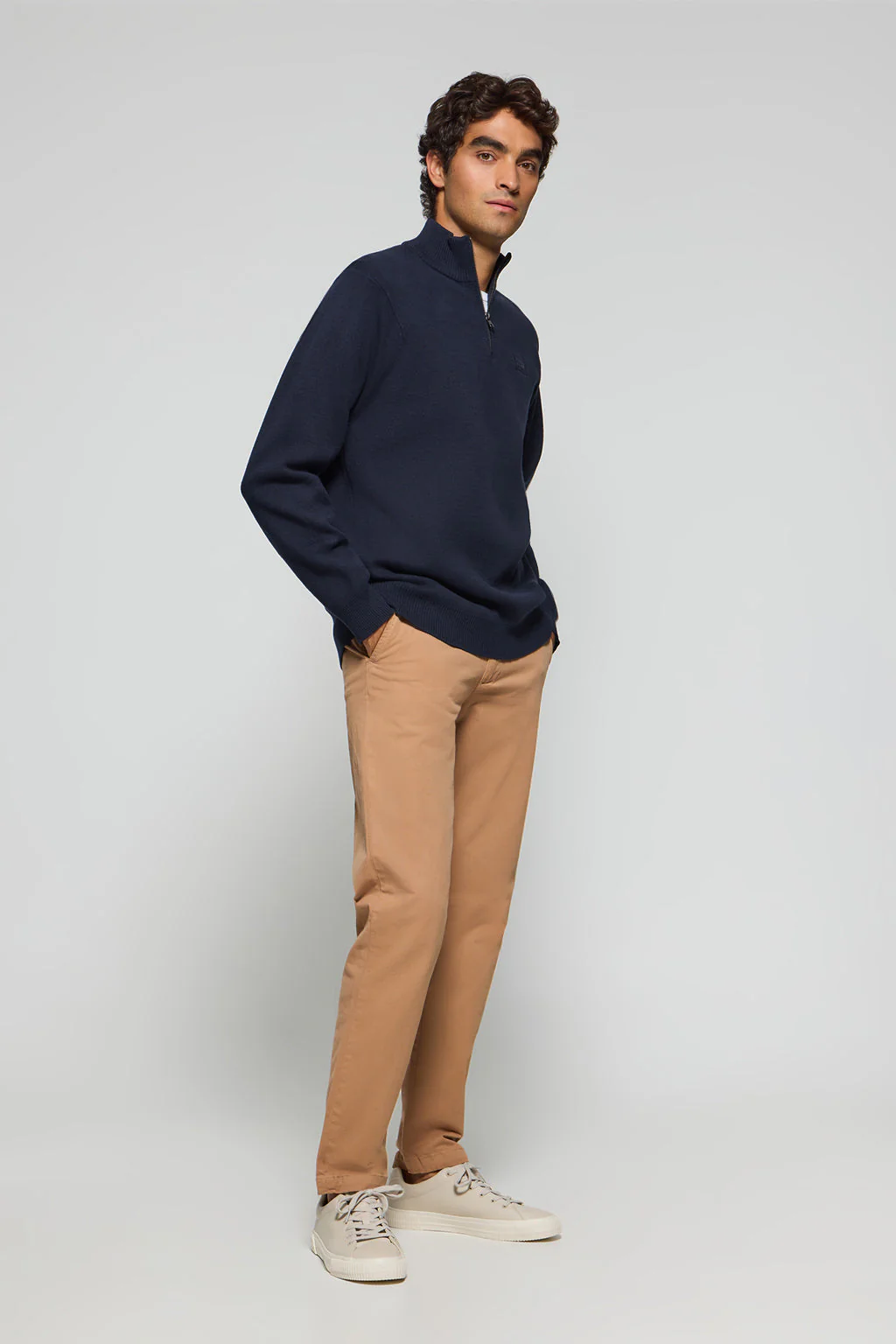 Navy-blue zip knit jumper Koda with Polo Club details - Image 4