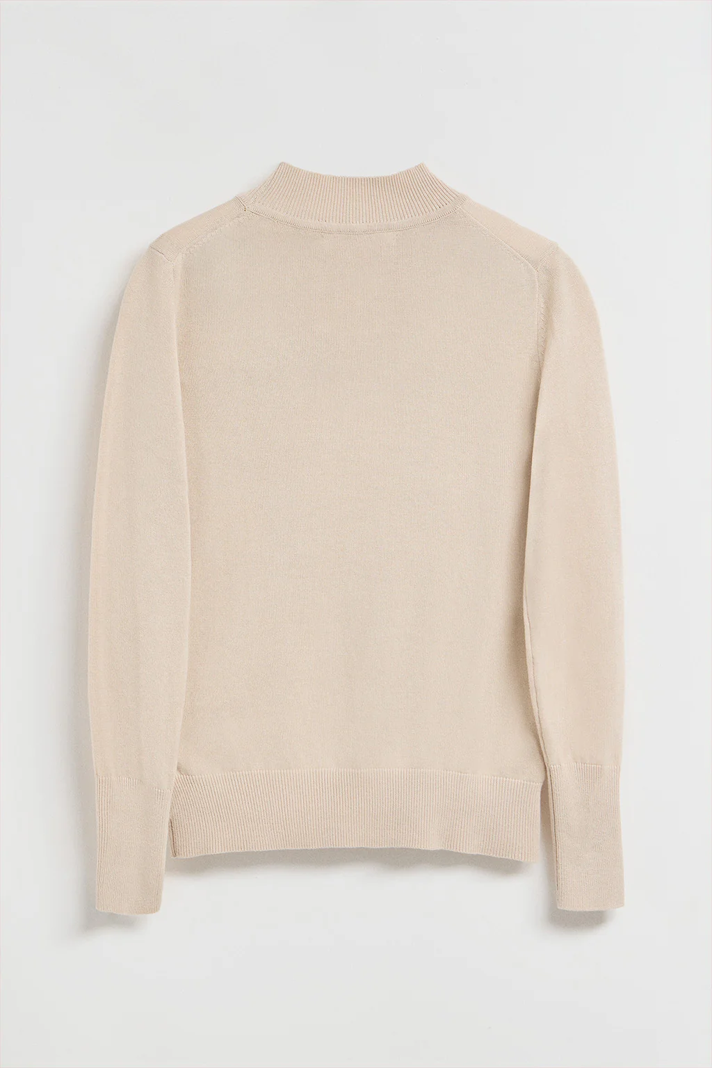 Beige mock-neck knit jumper with PC pearly button - Image 6