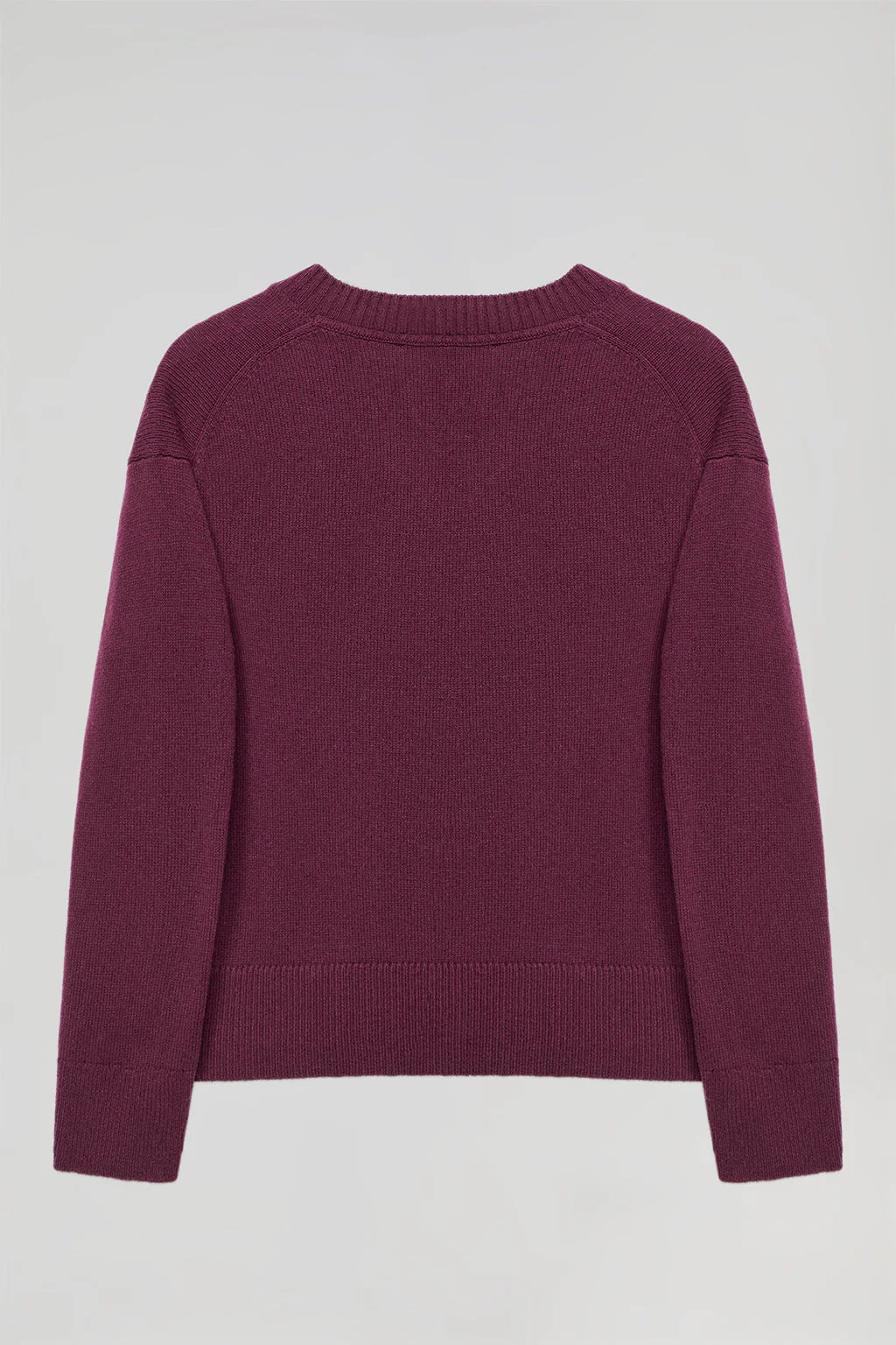 Maroon V-neck knit jumper with Polo Club detail - Image 3