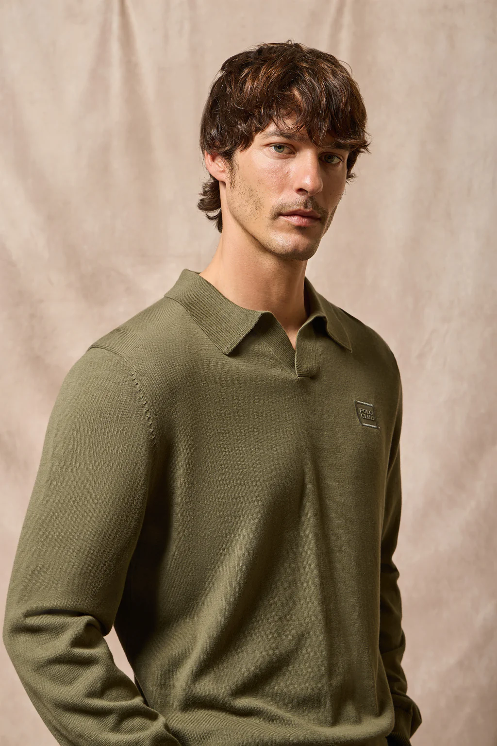 Army-green polo V-neck knit jumper Martin with Polo Club detail - Image 12