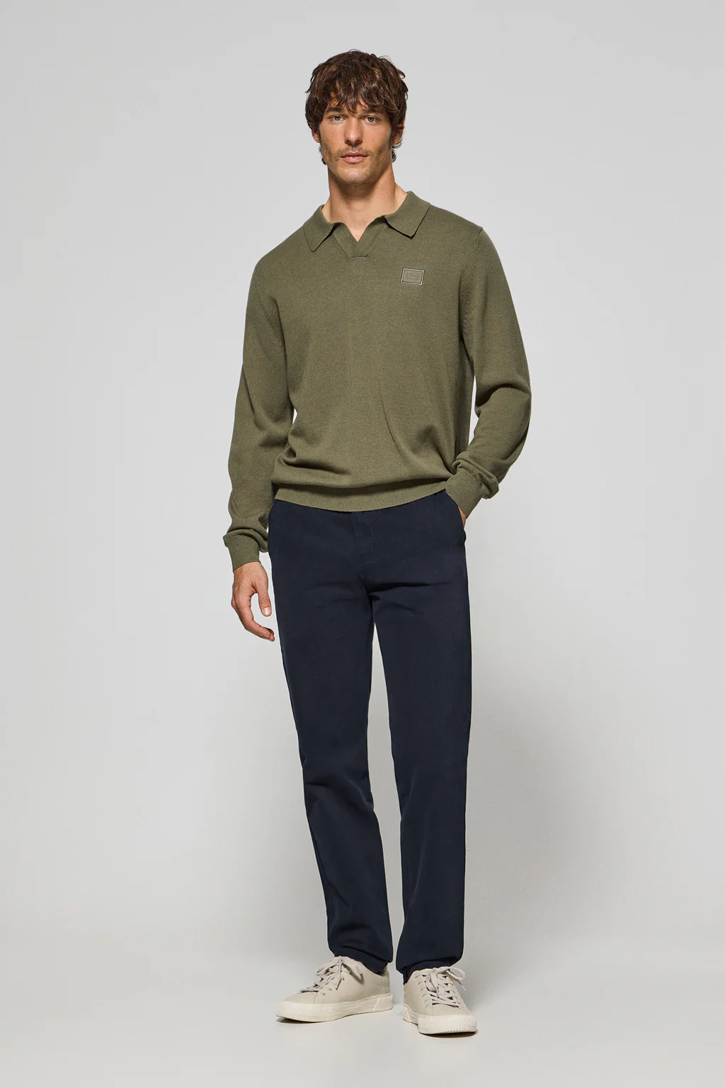 Army-green polo V-neck knit jumper Martin with Polo Club detail - Image 4