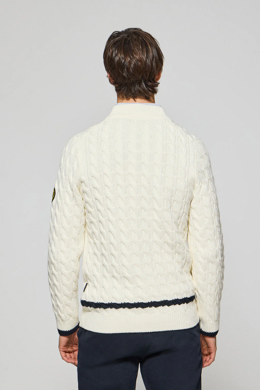 Nude V-neck jumper Nautic with sleeve nautical patch - Image 8