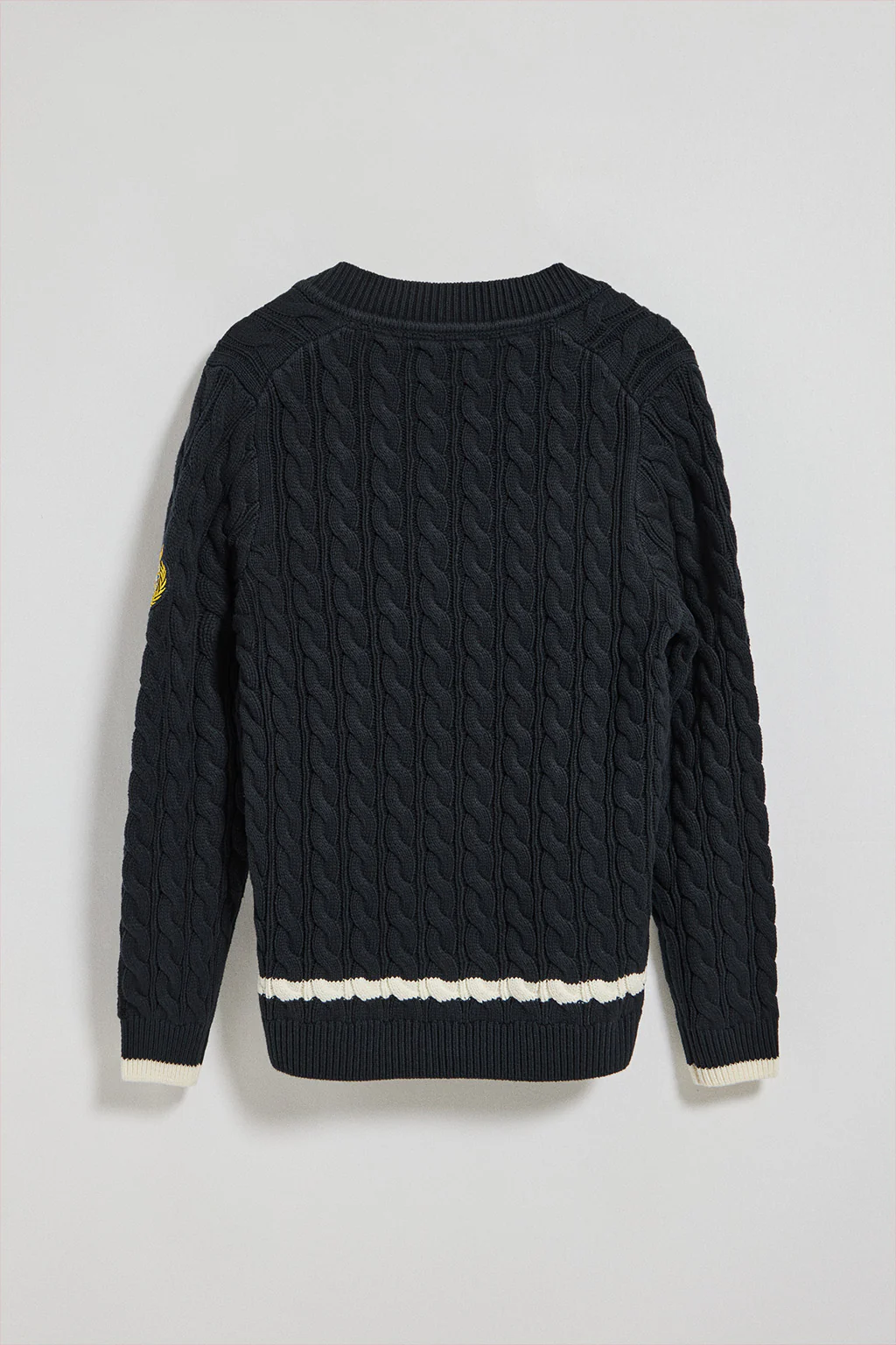 Navy-blue V-neck jumper Nautic with sleeve nautical patch - Image 3