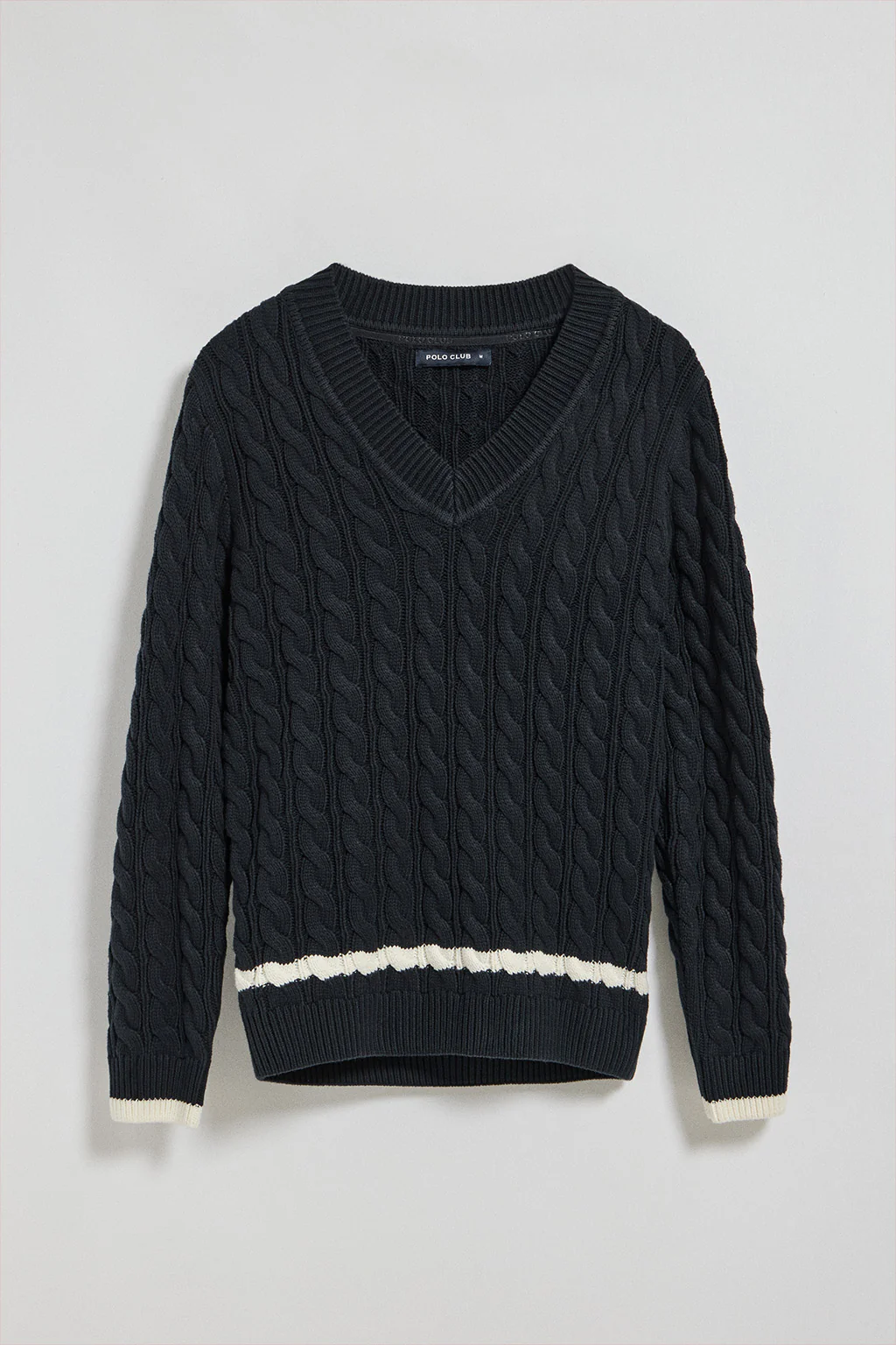 Navy-blue V-neck jumper Nautic with sleeve nautical patch - Image 6