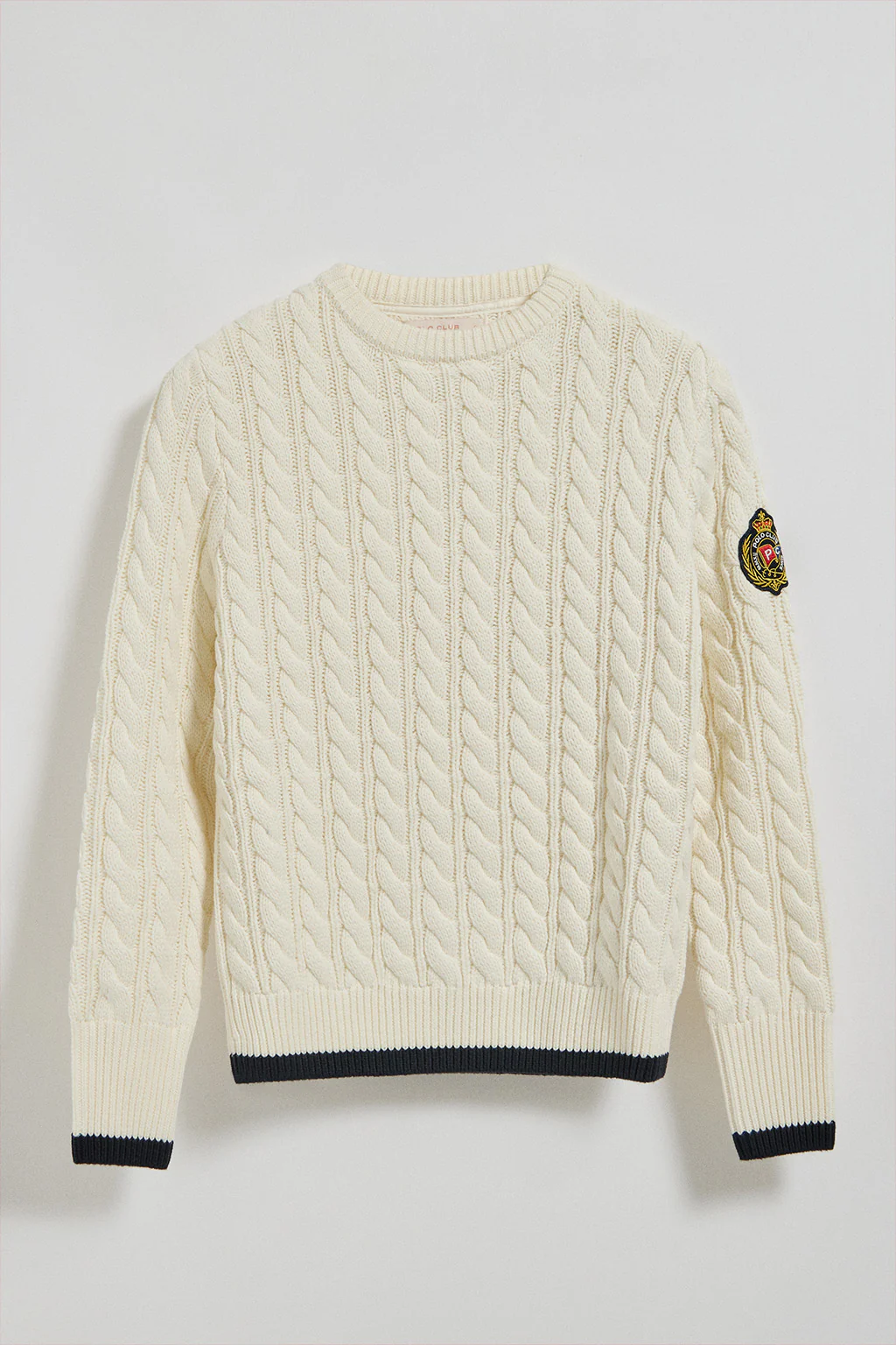 Beige cable-knit jumper with Nautic patch - Image 5