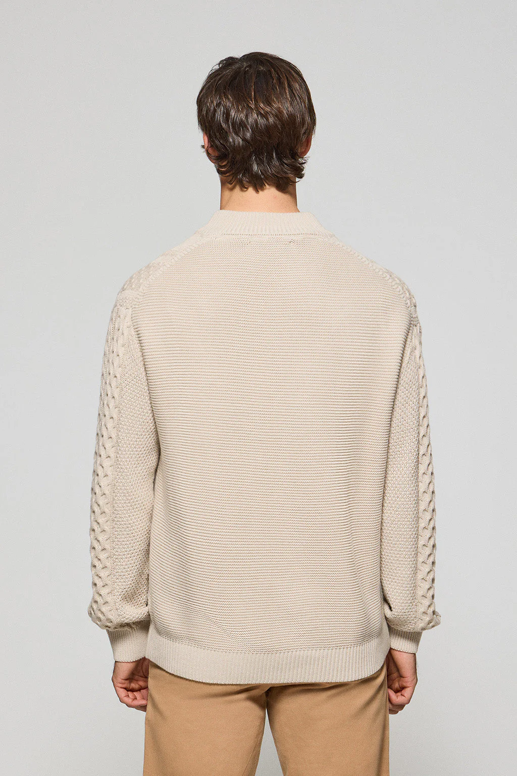 Brown zip cable-knit jumper Nil with Polo Club detail - Image 6