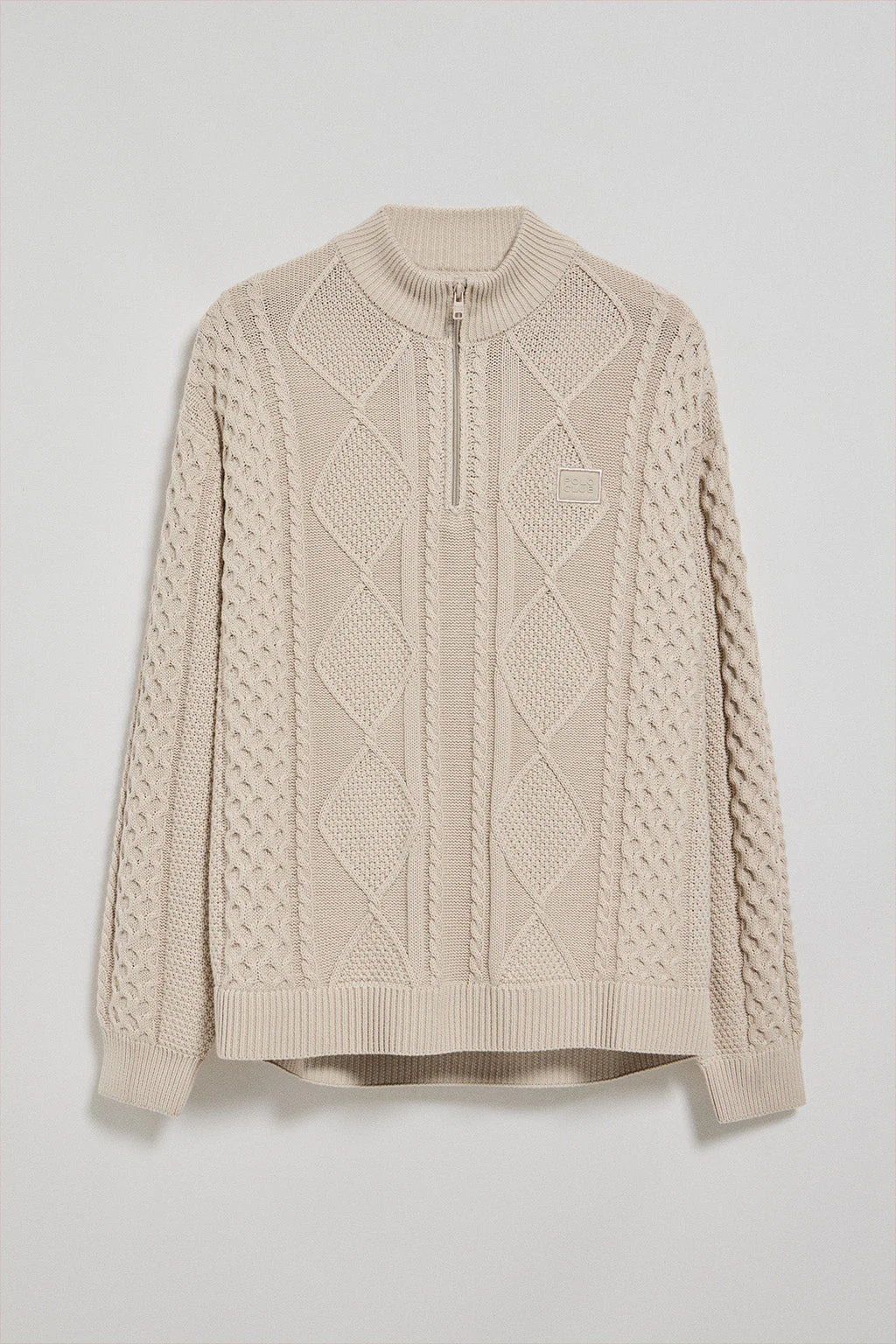Brown zip cable-knit jumper Nil with Polo Club detail - Image 7