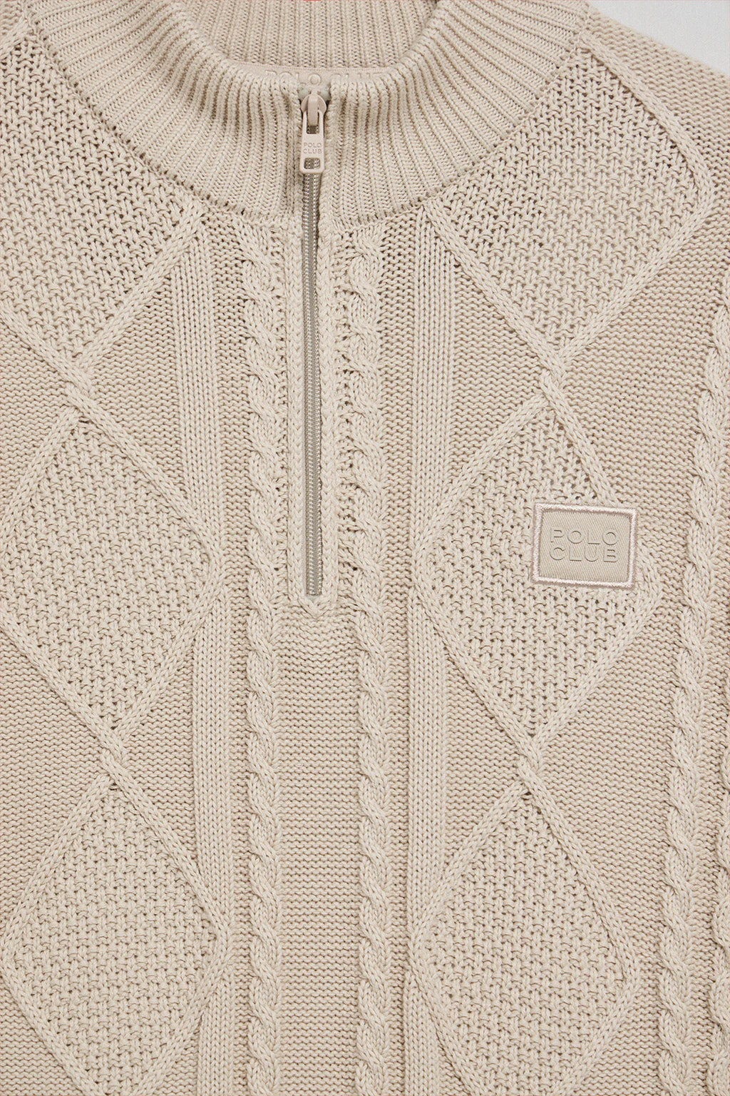 Brown zip cable-knit jumper Nil with Polo Club detail - Image 8
