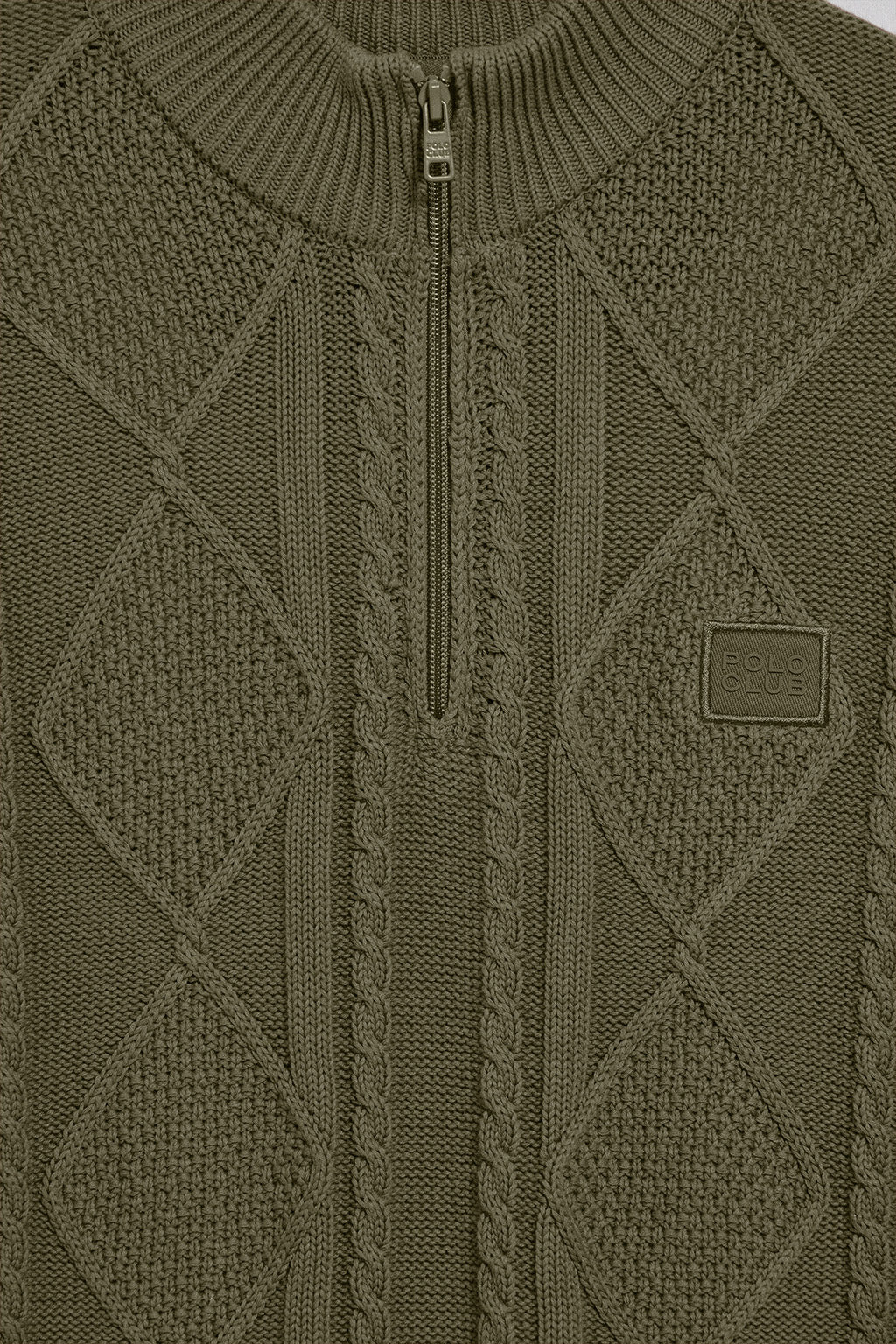 Army-green zip cable-knit jumper Nil with Polo Club detail - Image 10