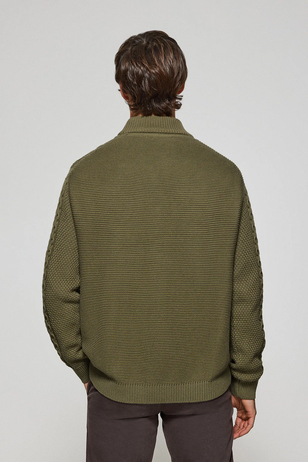 Army-green zip cable-knit jumper Nil with Polo Club detail - Image 8
