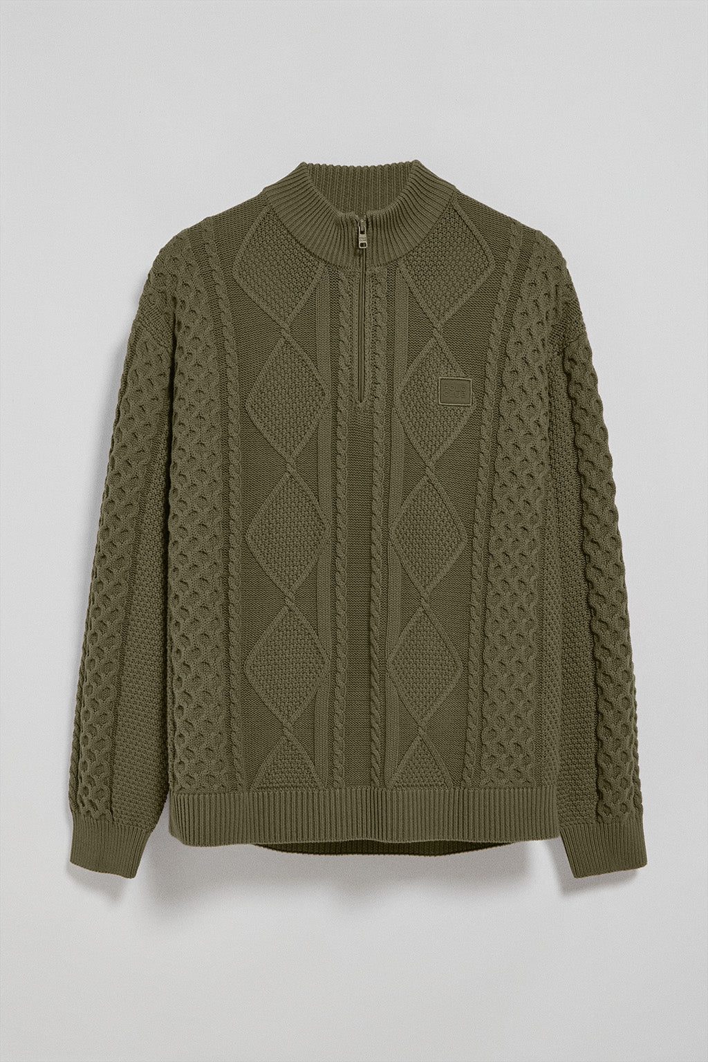 Army-green zip cable-knit jumper Nil with Polo Club detail - Image 9