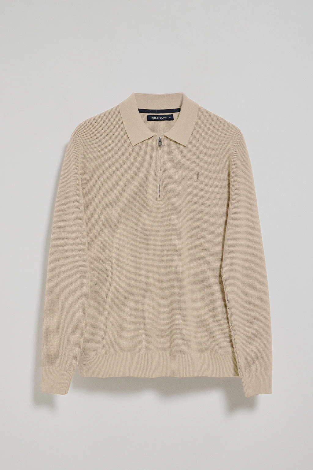 Beige polo-neck basic jumper Pol with zip and Rigby Go detail - Image 4
